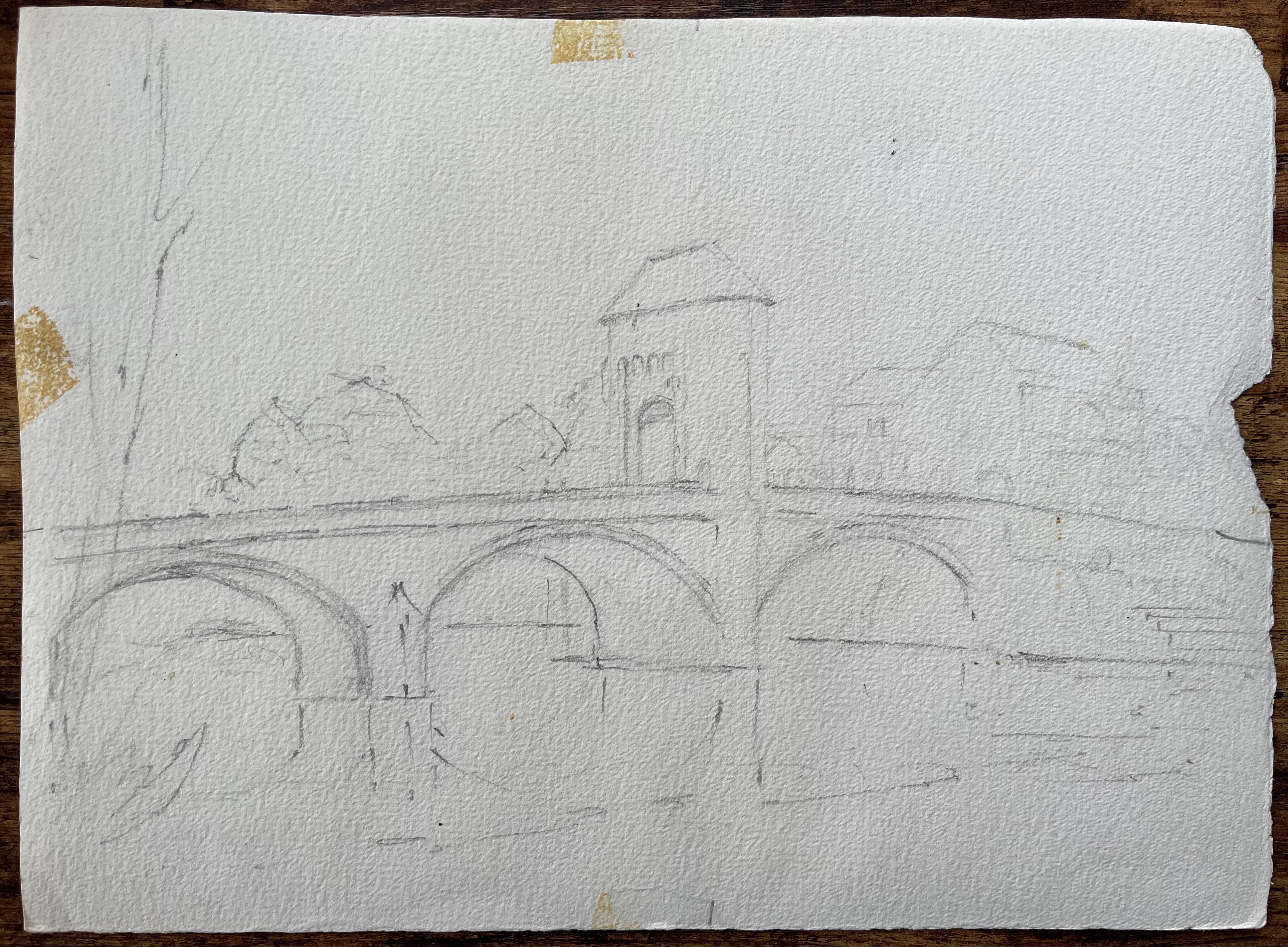 Aquarelle impressionniste britannique d'un chemin de campagne avec des collines lointaines en vente 1