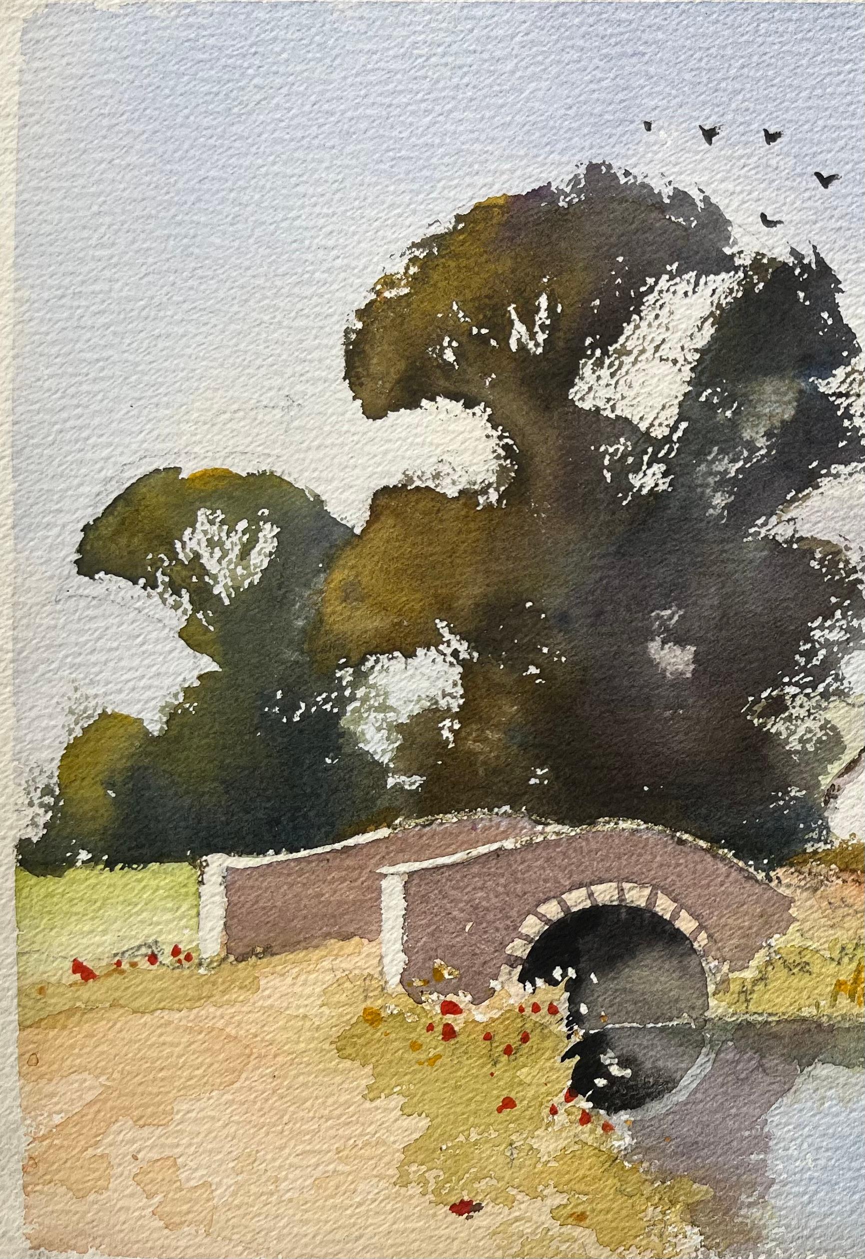 Titre : Aquarelle impressionniste britannique d'un pont de campagne avec un cottage
par Anthony Avery (britannique 1946-2023)
Aquarelle originale sur papier d'artiste, non encadrée
Dimensions : 11.25 x 15.5 pouces (Hauteur x Largeur)
Signé :
