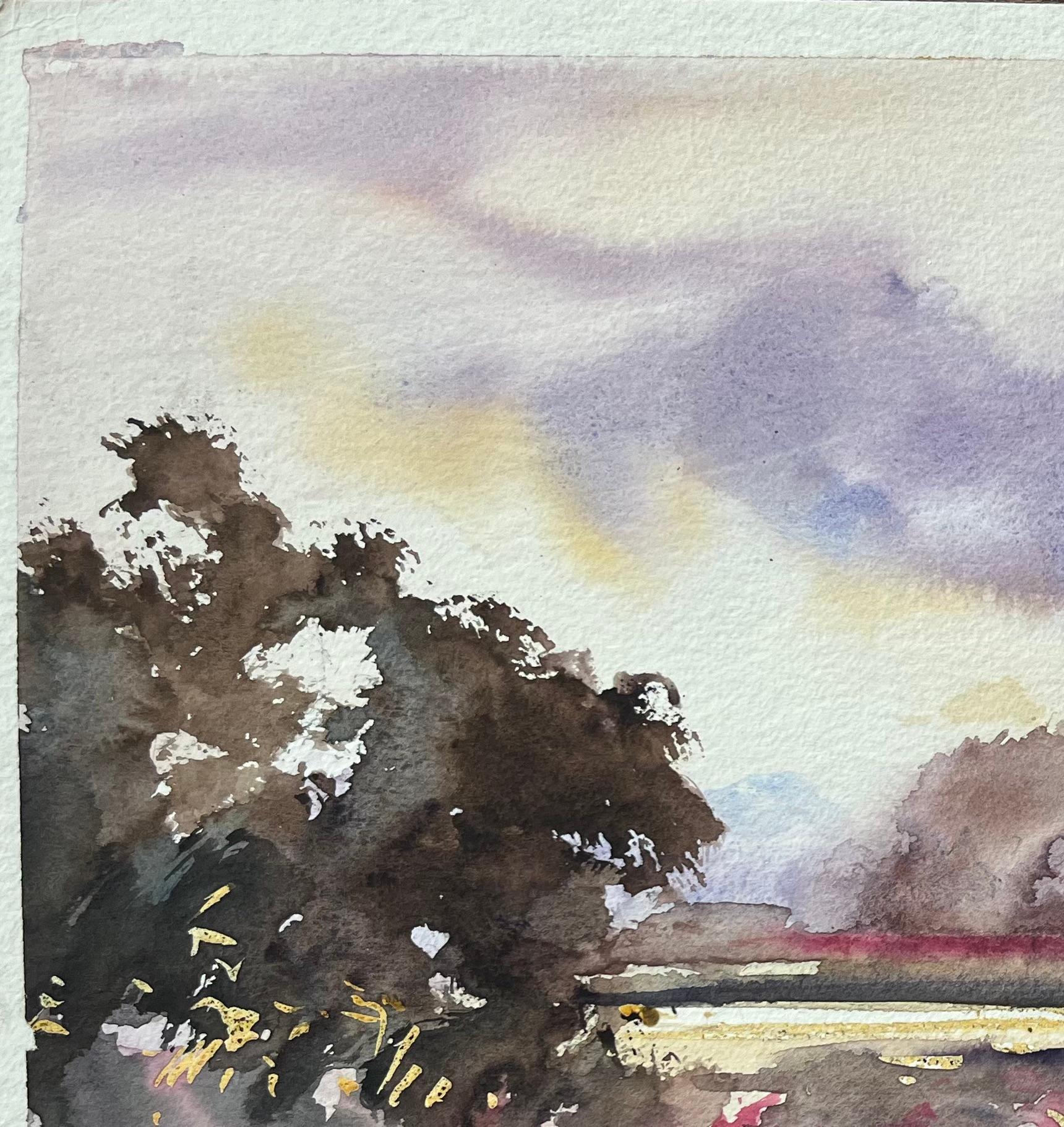 Aquarelle impressionniste britannique d'une scène de campagne avec moulin à vent en vente 1