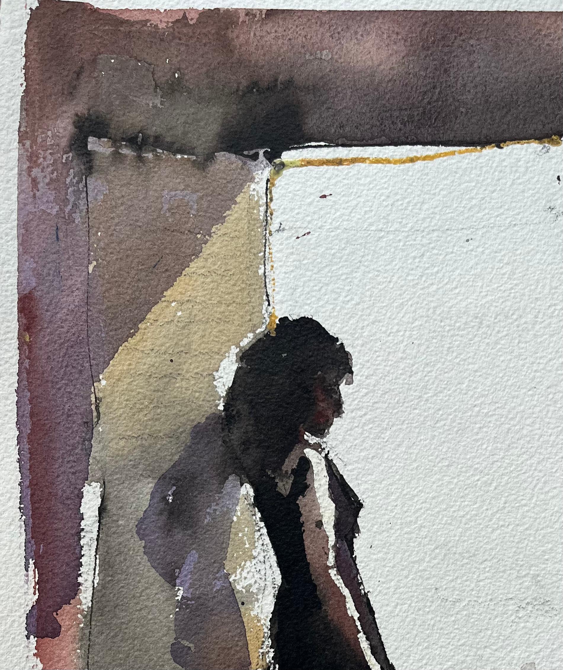 Title: British Impressionist Watercolor of a Female Silhouette in Sunlit Doorway
By Anthony Avery (British 1946-2023)
Original watercolor on artists paper, unframed
Dimensions: 15 x 11.25 inches (Height x Width)
Condition: Good, with some minor