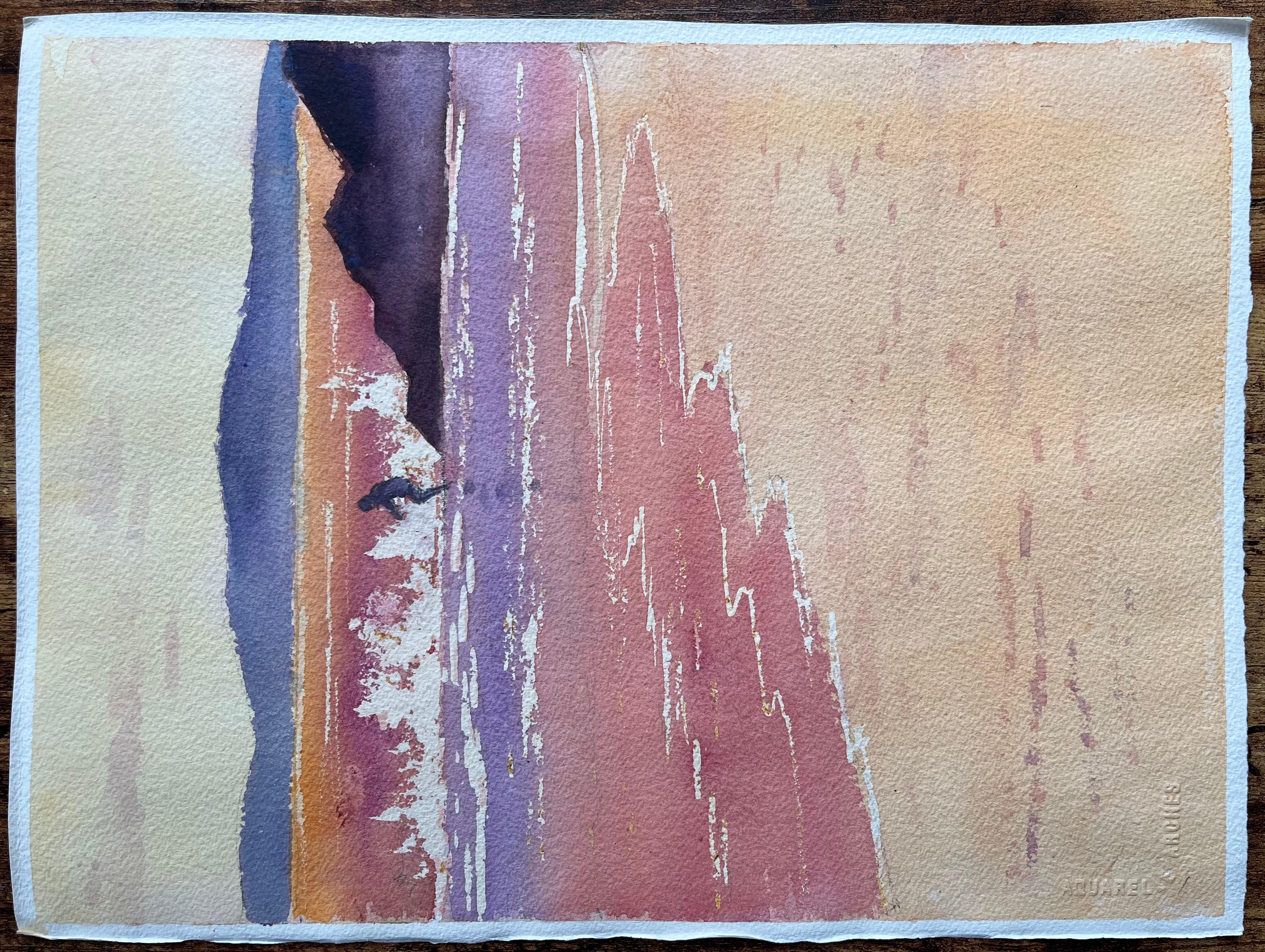 Acquerello impressionista britannico di figure su una strada di campagna al tramonto in vendita 1