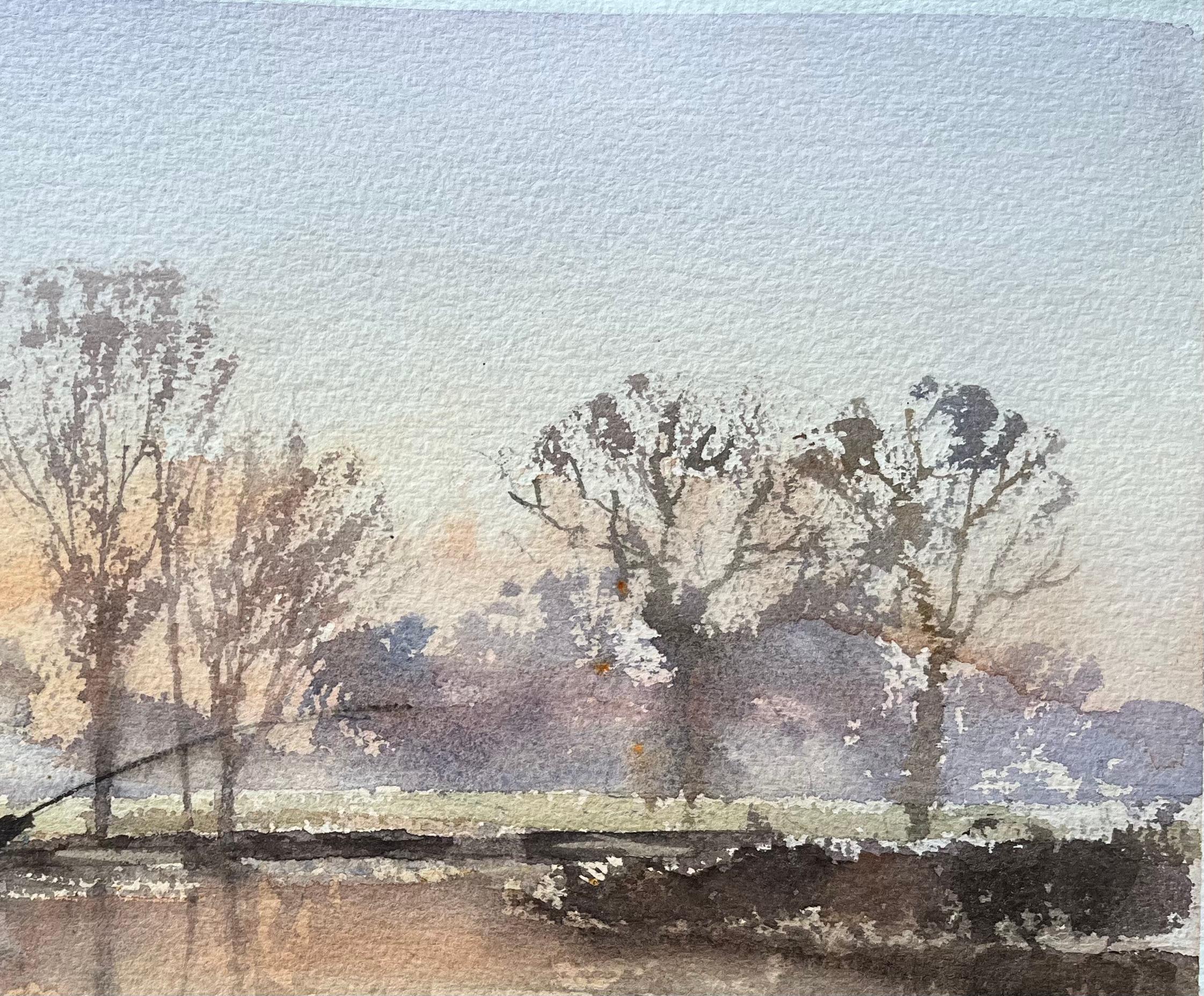 British Impressionist Watercolor of a Fisherman at Sunrise For Sale 2