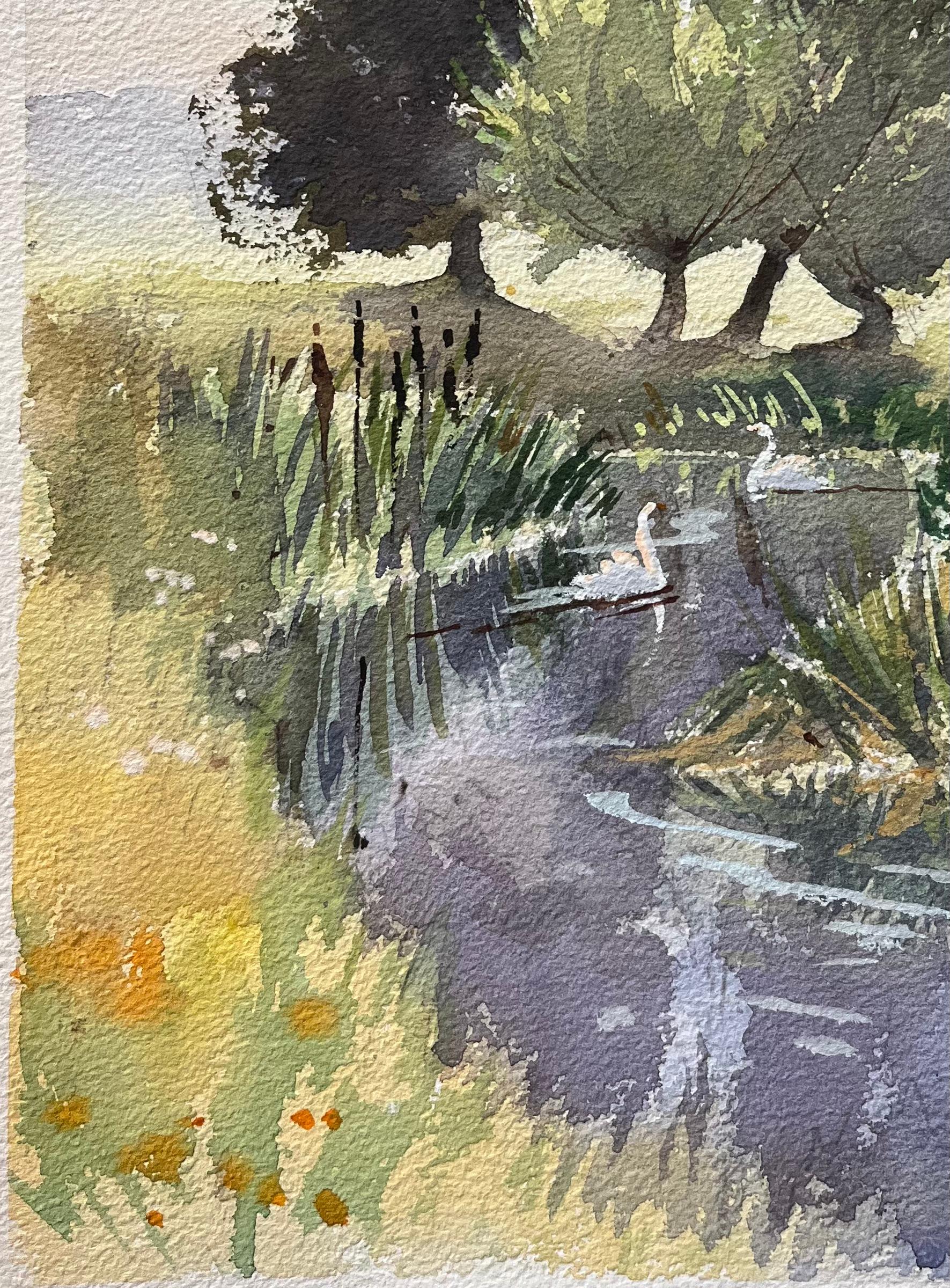 Titolo: Acquerello impressionista britannico di un'idilliaca scena di fiume con cigni
Di Anthony Avery (Regno Unito 1946-2023)
Acquerello originale su carta per artisti, senza cornice
Firmato: Yes One
Dimensioni: 15,25 x 11,25 pollici (altezza x