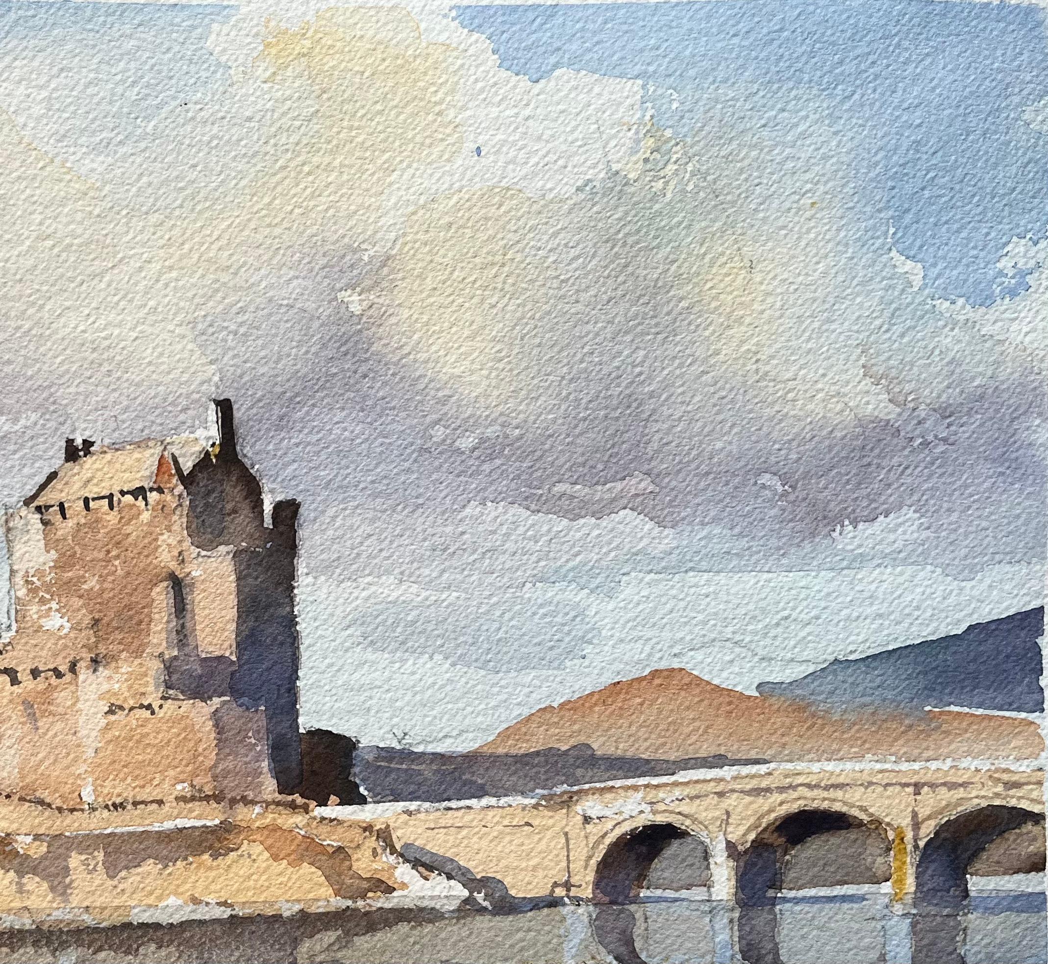 Britisches impressionistisches Aquarell des Schlosses Eilean Donan, Schottland im Angebot 1