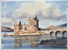 British Impressionist Watercolor of Eilean Donan Castle Scotland