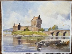 British Impressionist Watercolor of Eilean Donan Castle Scotland