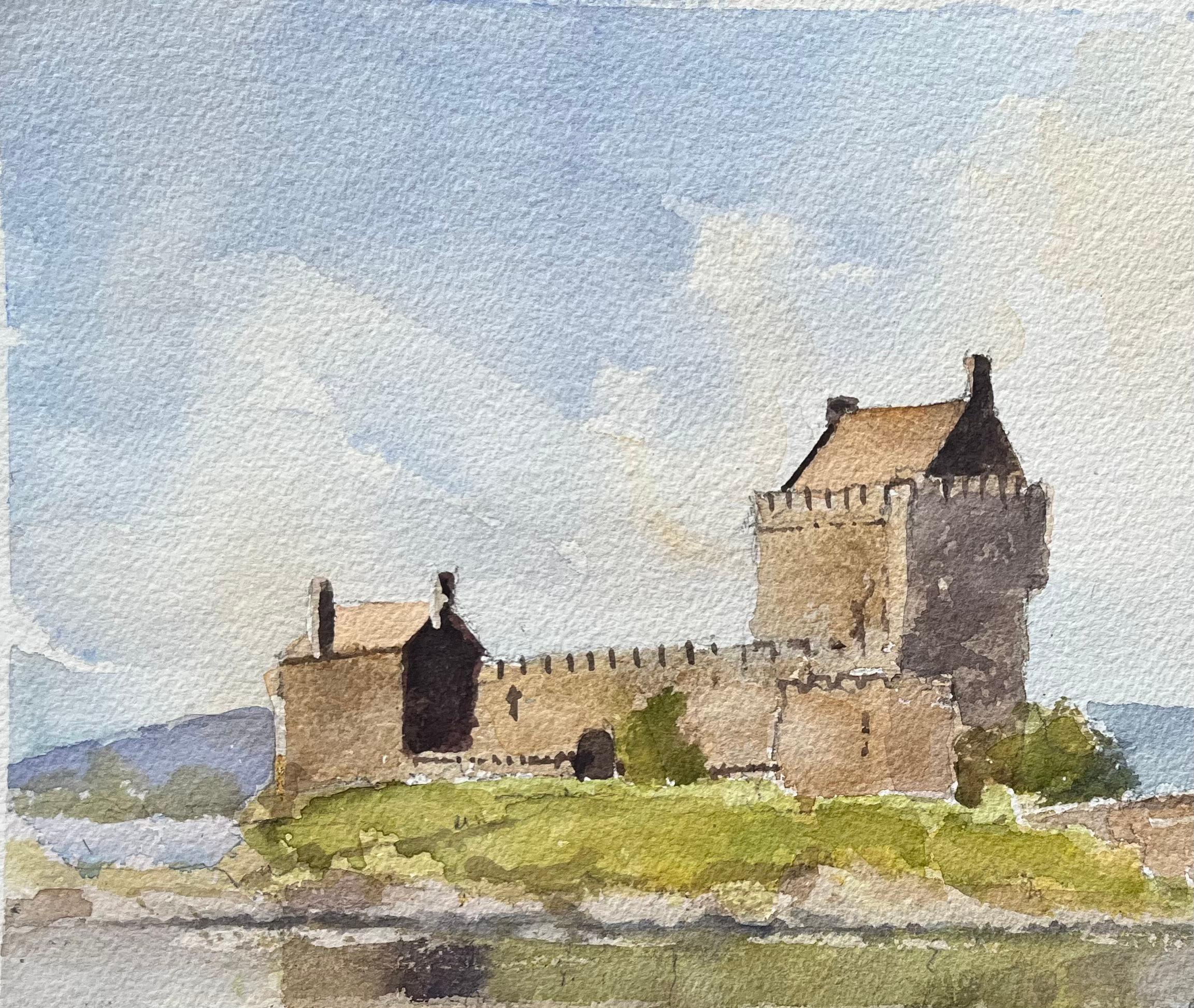 British Impressionist Watercolor of Eilean Donan Castle Scotland im Angebot 1