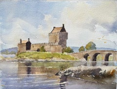 British Impressionist Watercolor of Eilean Donan Castle Scotland