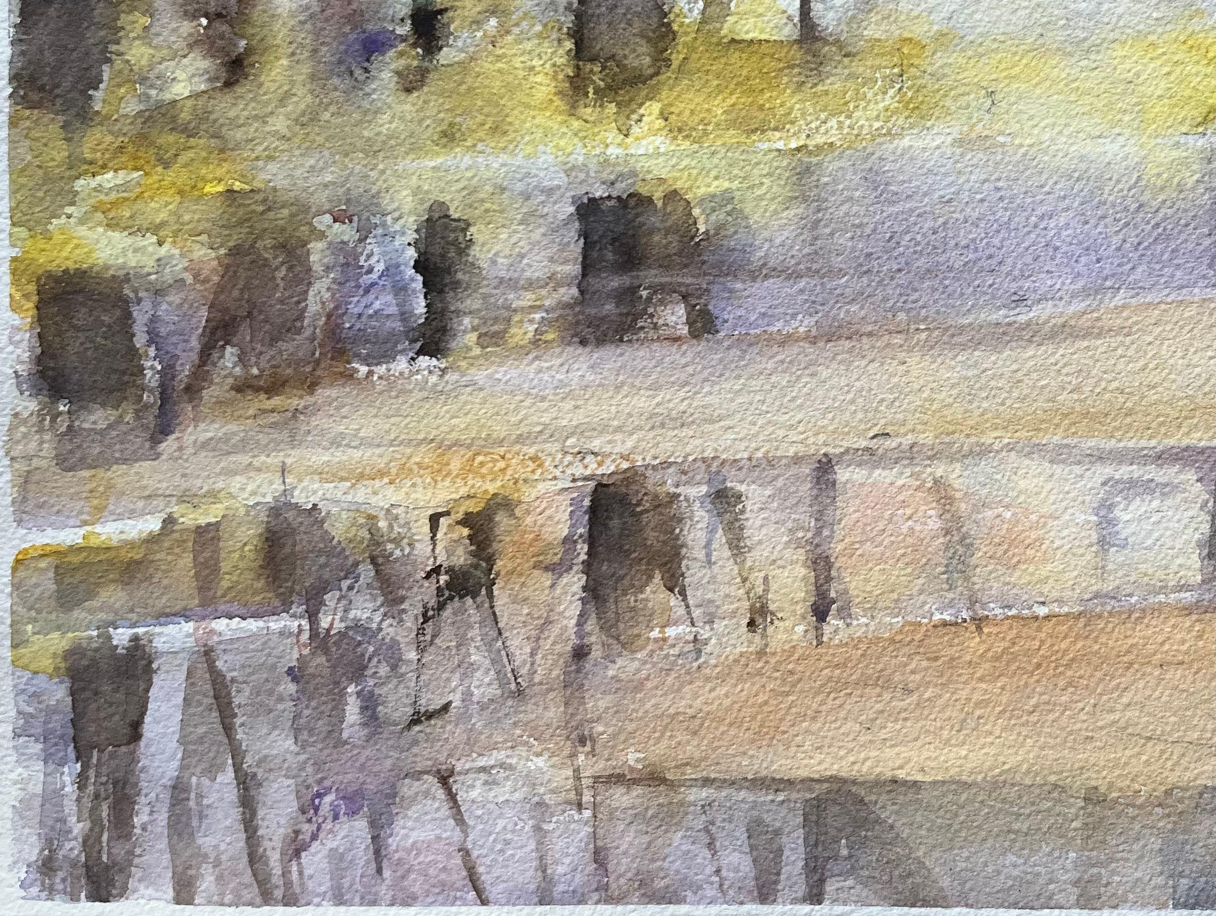 Titel: Britisches impressionistisches Aquarell einer nebligen Waldszene mit Seereflexionen
Von Anthony Avery (Brite 1946-2023)
Original-Aquarell auf Künstlerpapier, ungerahmt
Unterschrieben: Ja
Abmessungen: 11,25 x 15 Zoll (Höhe x Breite)
Zustand: