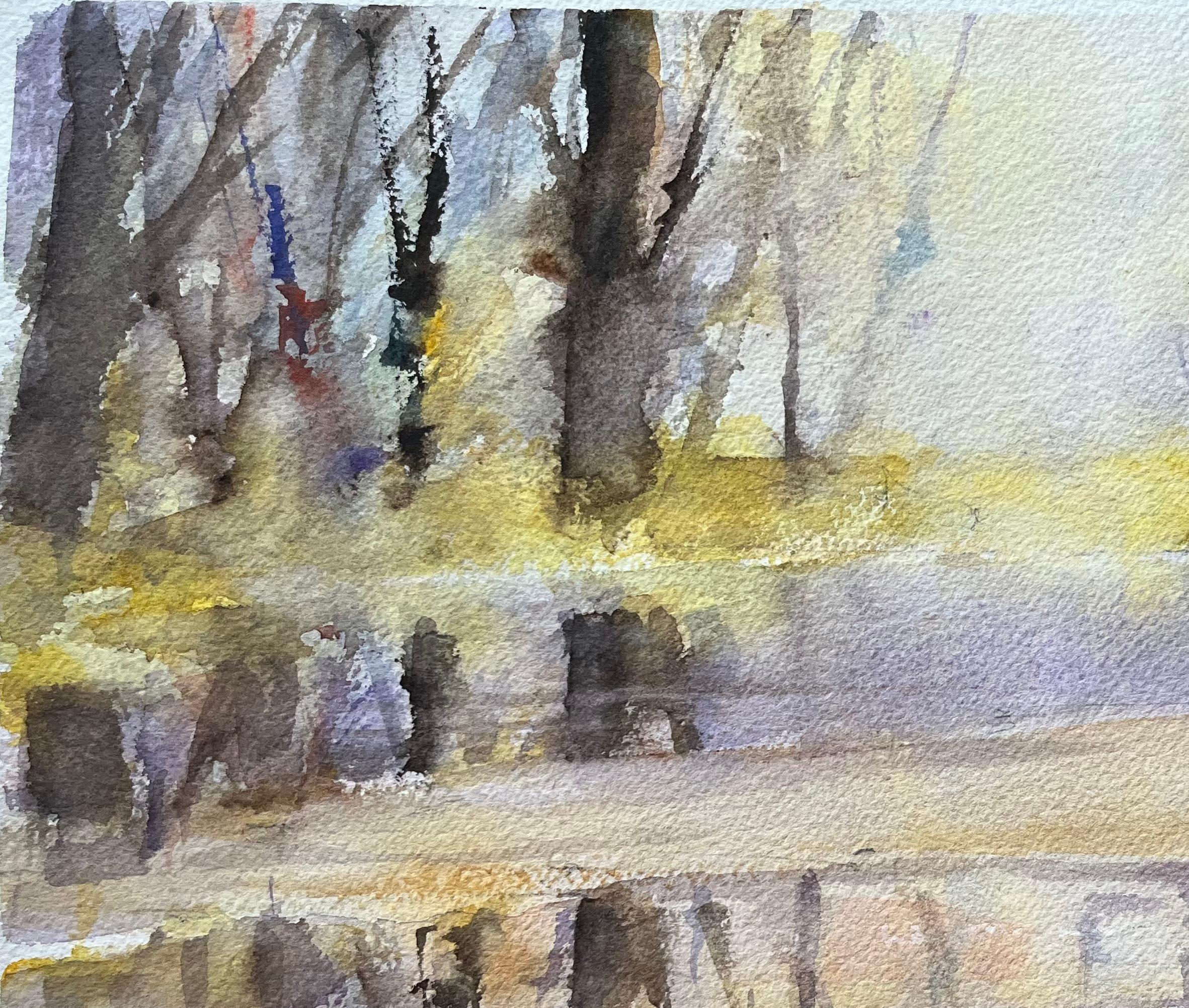 Britisches impressionistisches Aquarell einer Mischung aus Waldszene und Seestücken, British Impressionismus im Angebot 2