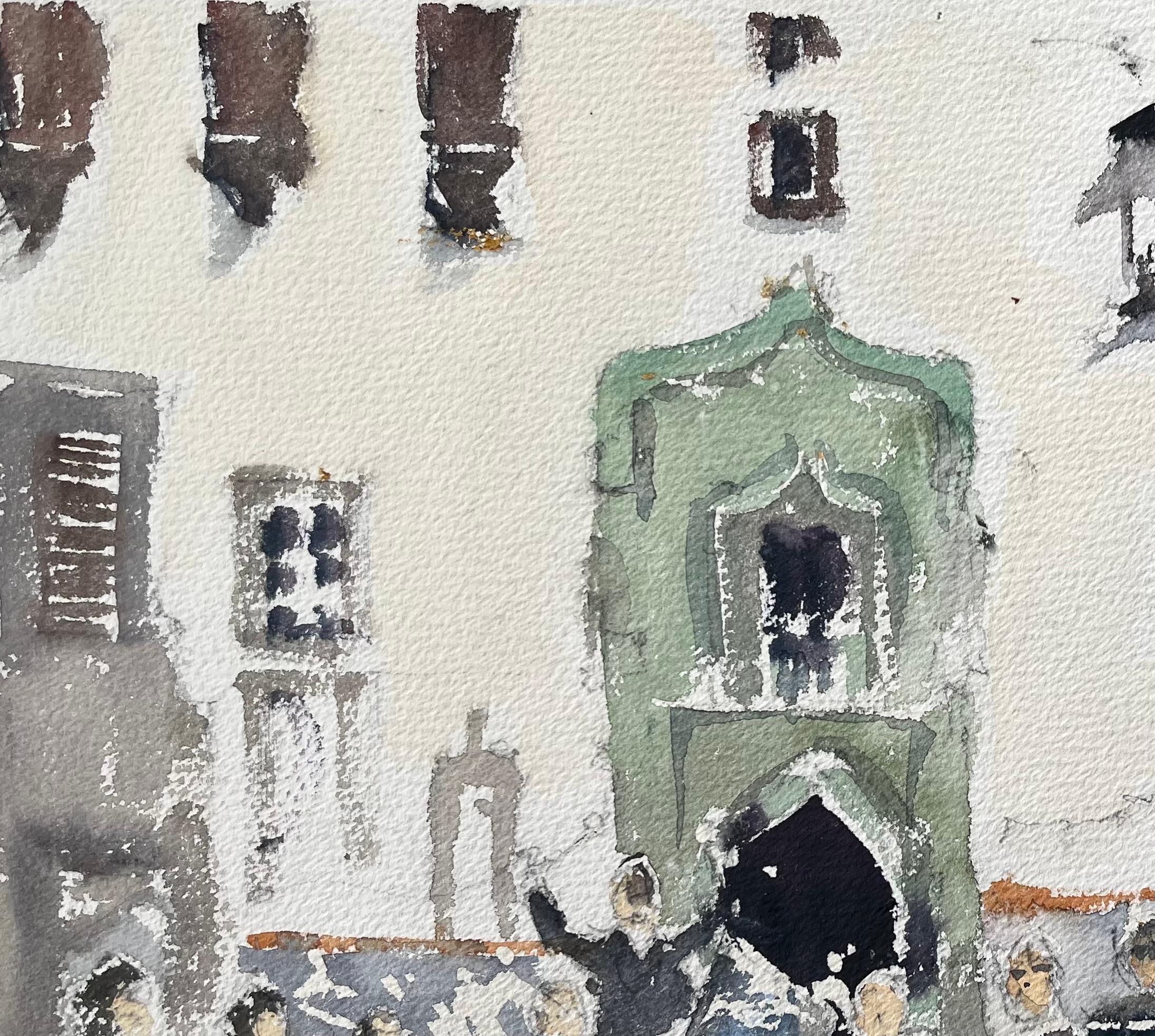 British Impressionist Watercolor of a Outdoor Concert in a Sunlit Square For Sale 1