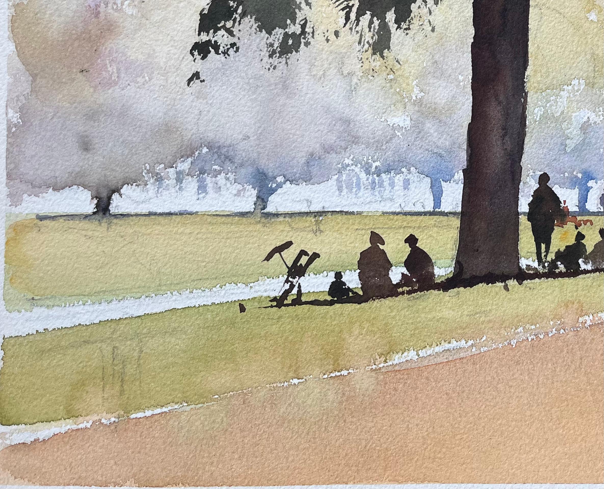 Título: Acuarela impresionista británica de una escena de parque con figuras bajo los árboles
Por Anthony Avery (británico 1946-2023)
Acuarela original sobre papel de artista, sin enmarcar
Dimensiones: 11,5 x 15 pulgadas (Alto x Ancho)
Estado: