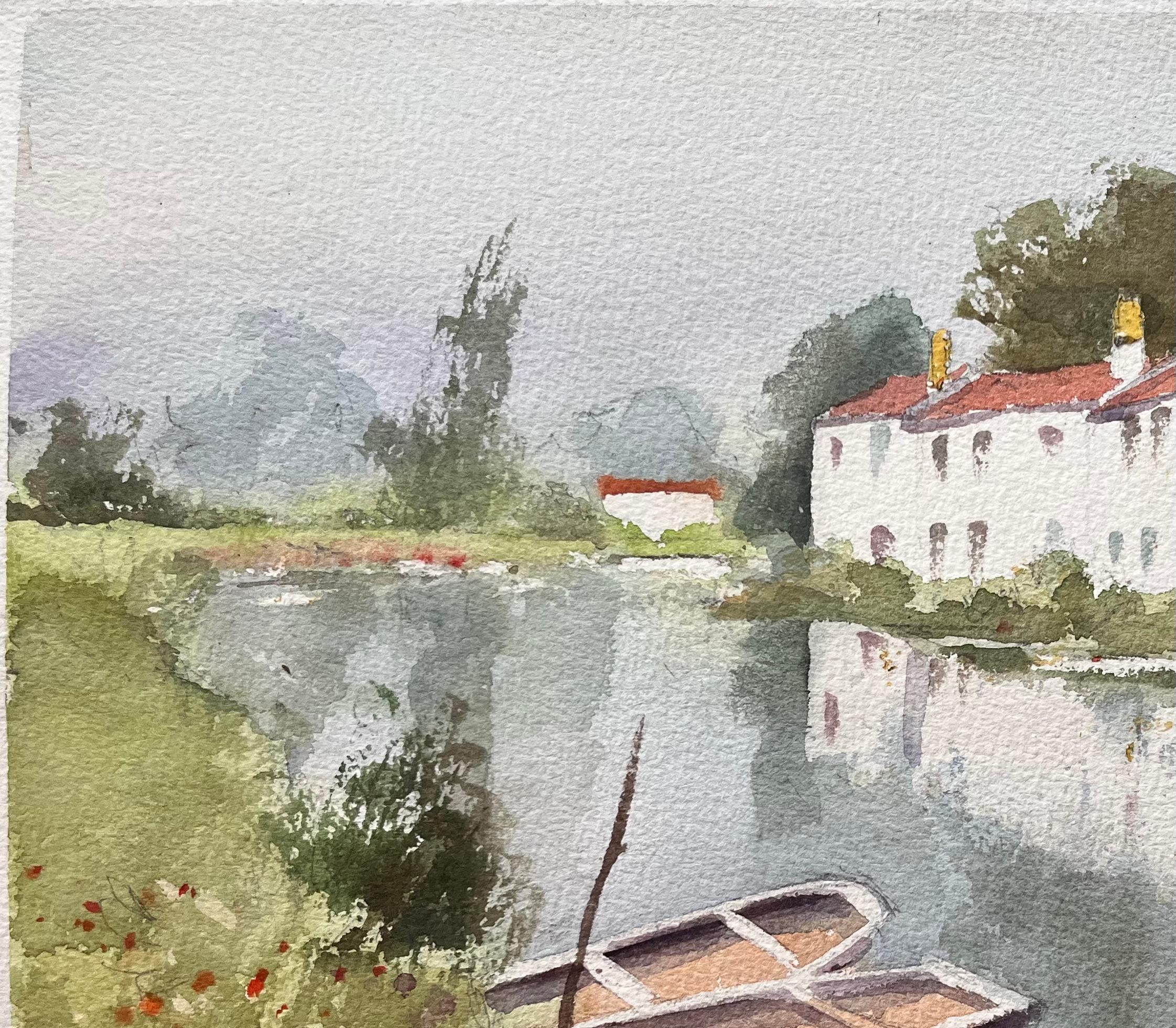 Título: Acuarela impresionista británica de una escena ribereña con casitas y barcas
Por Anthony Avery (británico 1946-2023)
Acuarela original sobre papel de artista, sin enmarcar
Dimensiones: 11,25 x 15 pulgadas (Alto x Ancho)
Estado: Bueno, con