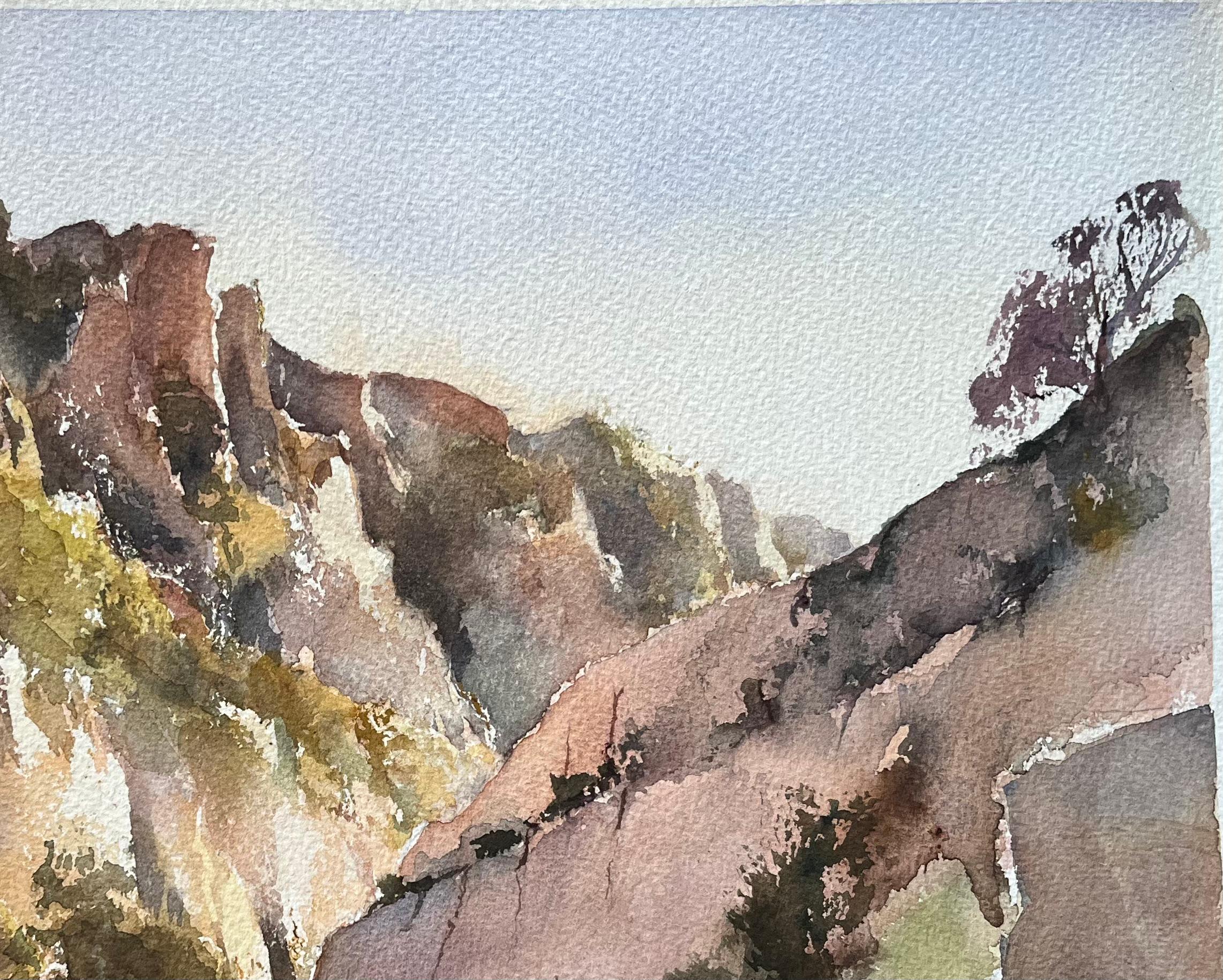 Título: Acuarela impresionista británica de un paisaje de desfiladero rocoso
Por Anthony Avery (británico 1946-2023)
Acuarela original sobre papel de artista, sin enmarcar
Firmado: Sí
Dimensiones: 11,25 x 15 pulgadas (Alto x Ancho)
Estado: Bueno,