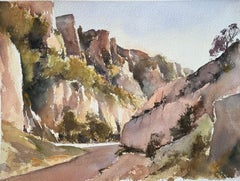Britischer Impressionist Aquarell einer felsigen Schluchtenlandschaft