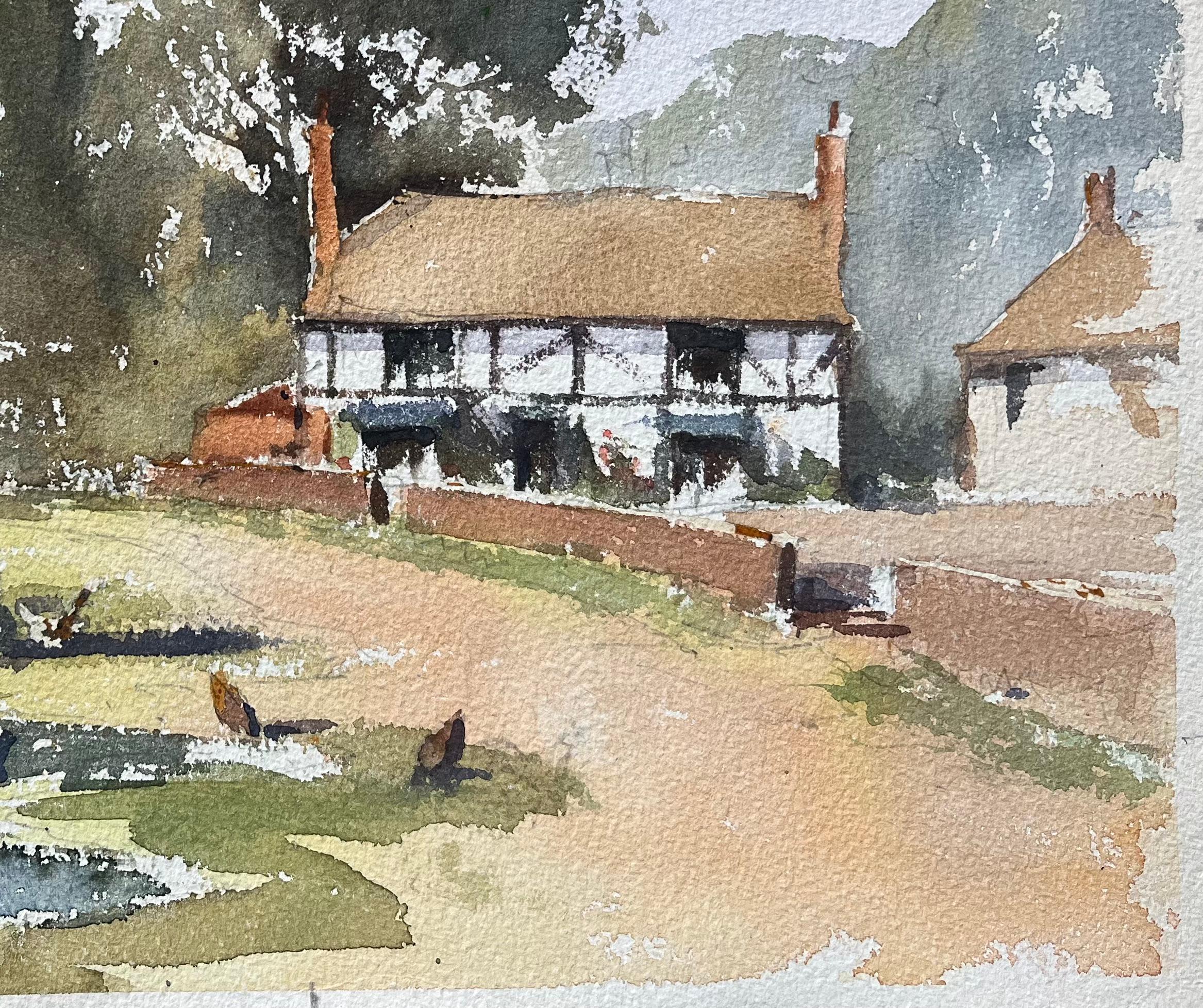 Title: British Impressionist Watercolor of a Rural English Village Scene
By Anthony Avery (British 1946-2023)
Original watercolor on artists paper, unframed
Dimensions: 10.75 x 15.25 inches (Height x Width)
Condition: Good, with some minor signs of