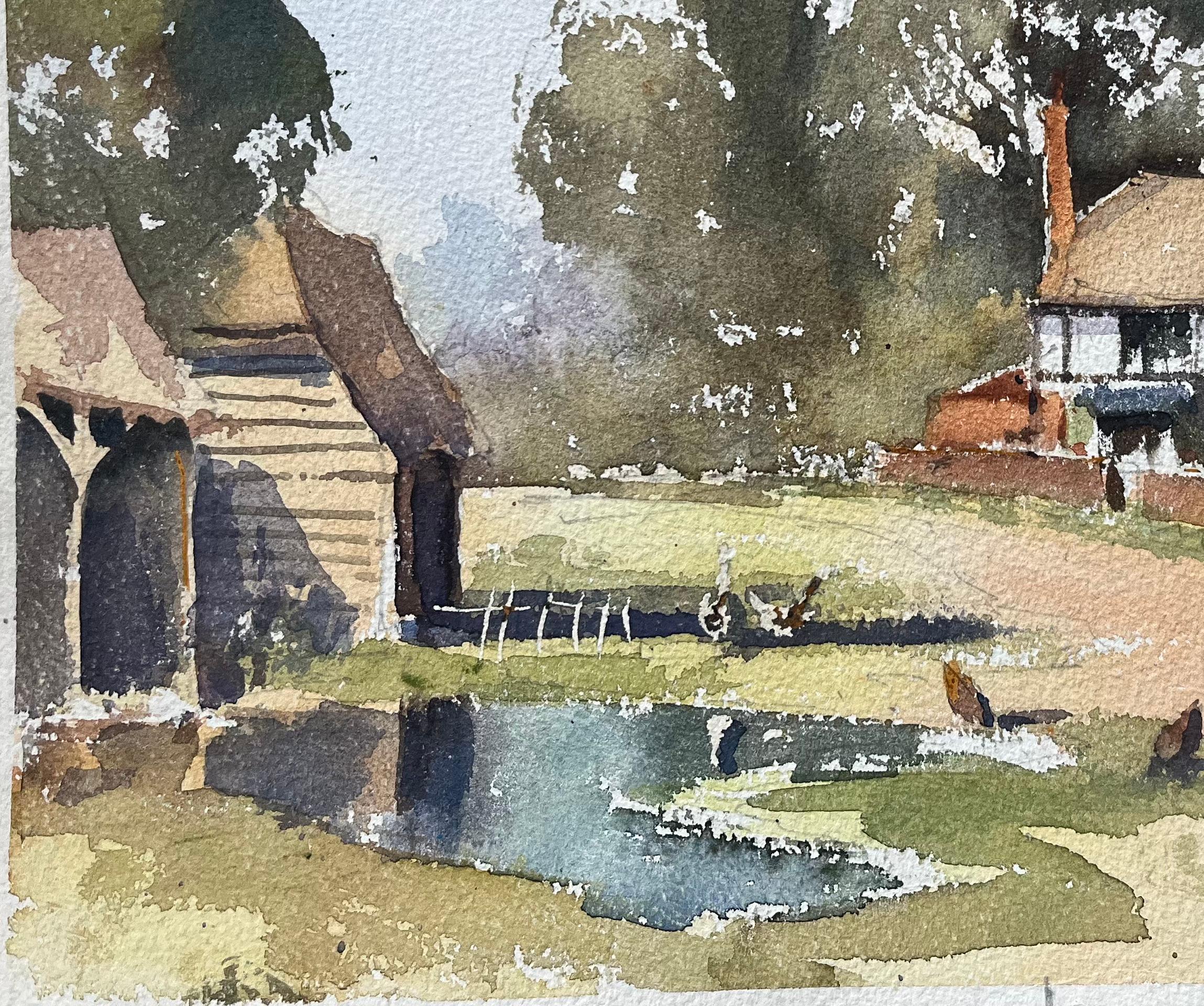 British Impressionist Watercolor of a Rural English Village Scene For Sale 1
