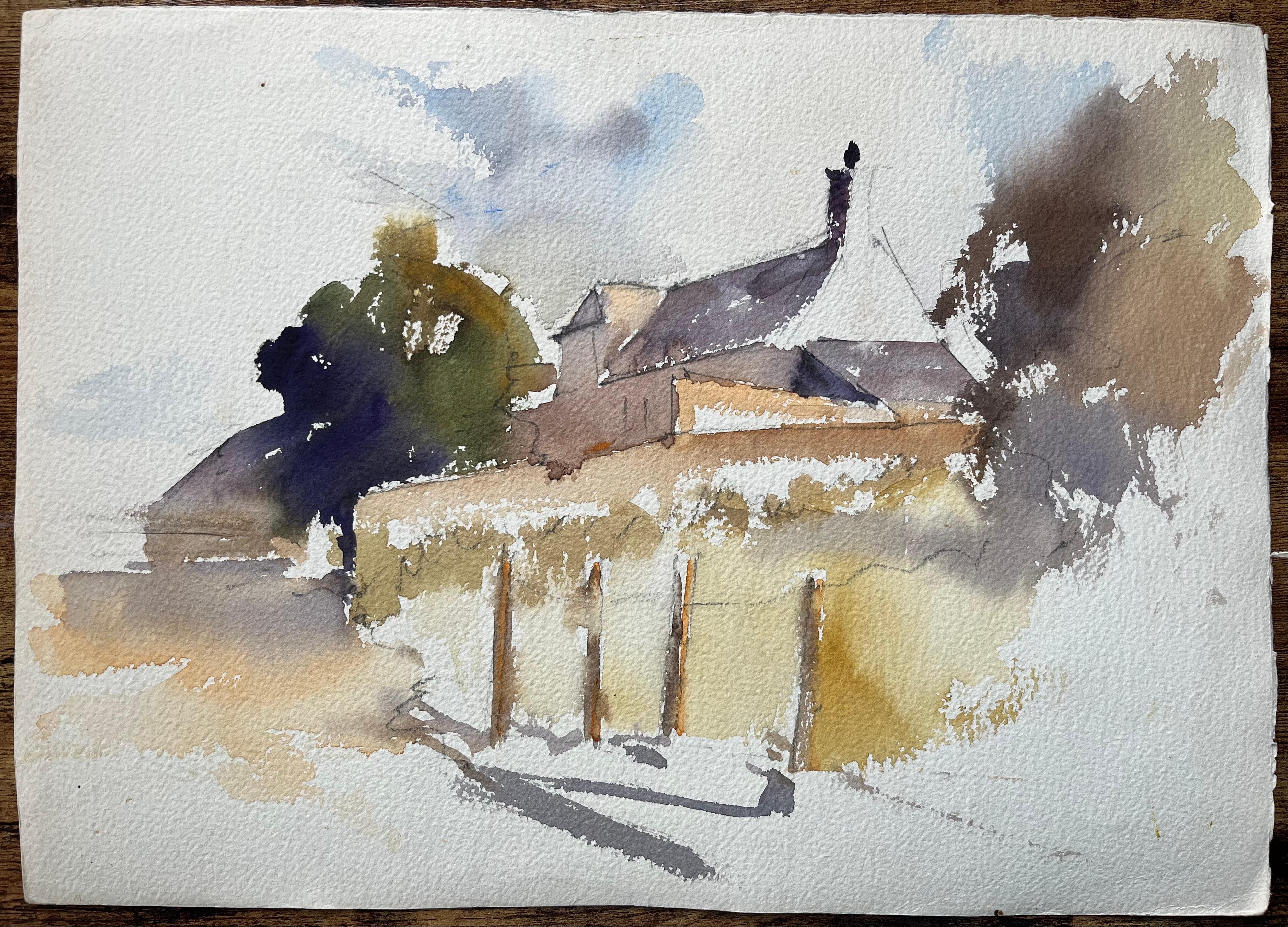British Impressionist Watercolor of a Rural English Village Scene For Sale 4