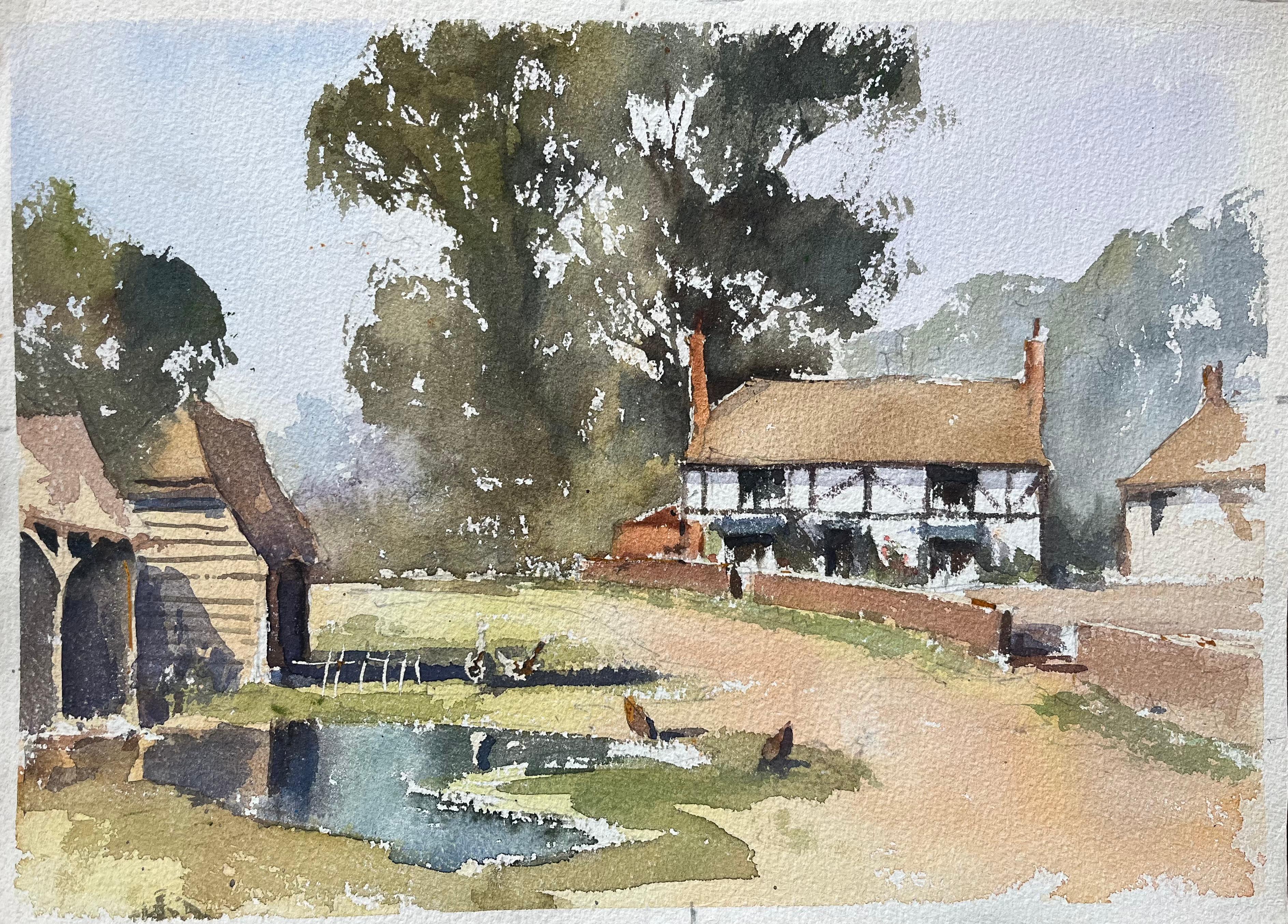 Anthony Avery Landscape Painting - British Impressionist Watercolor of a Rural English Village Scene
