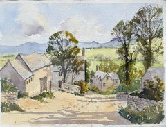 British Impressionist Watercolor of a Rural Village Scene