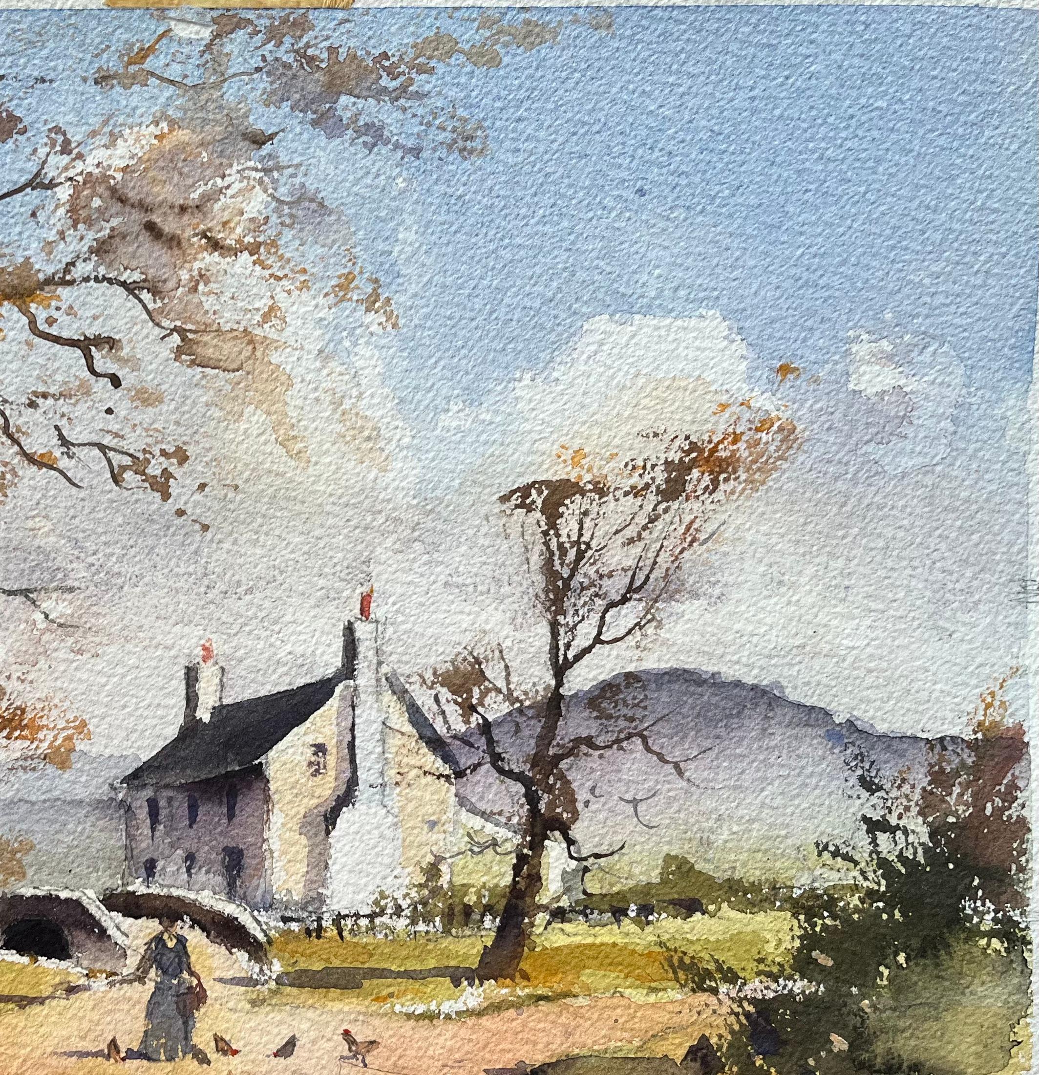 Titolo: Acquerello impressionista britannico di una scena di villaggio rurale con figura in autunno
Di Anthony Avery (Regno Unito 1946-2023)
Acquerello originale su carta per artisti, senza cornice
Firmato: Yes One
Dimensioni: 11 x 15,5 pollici