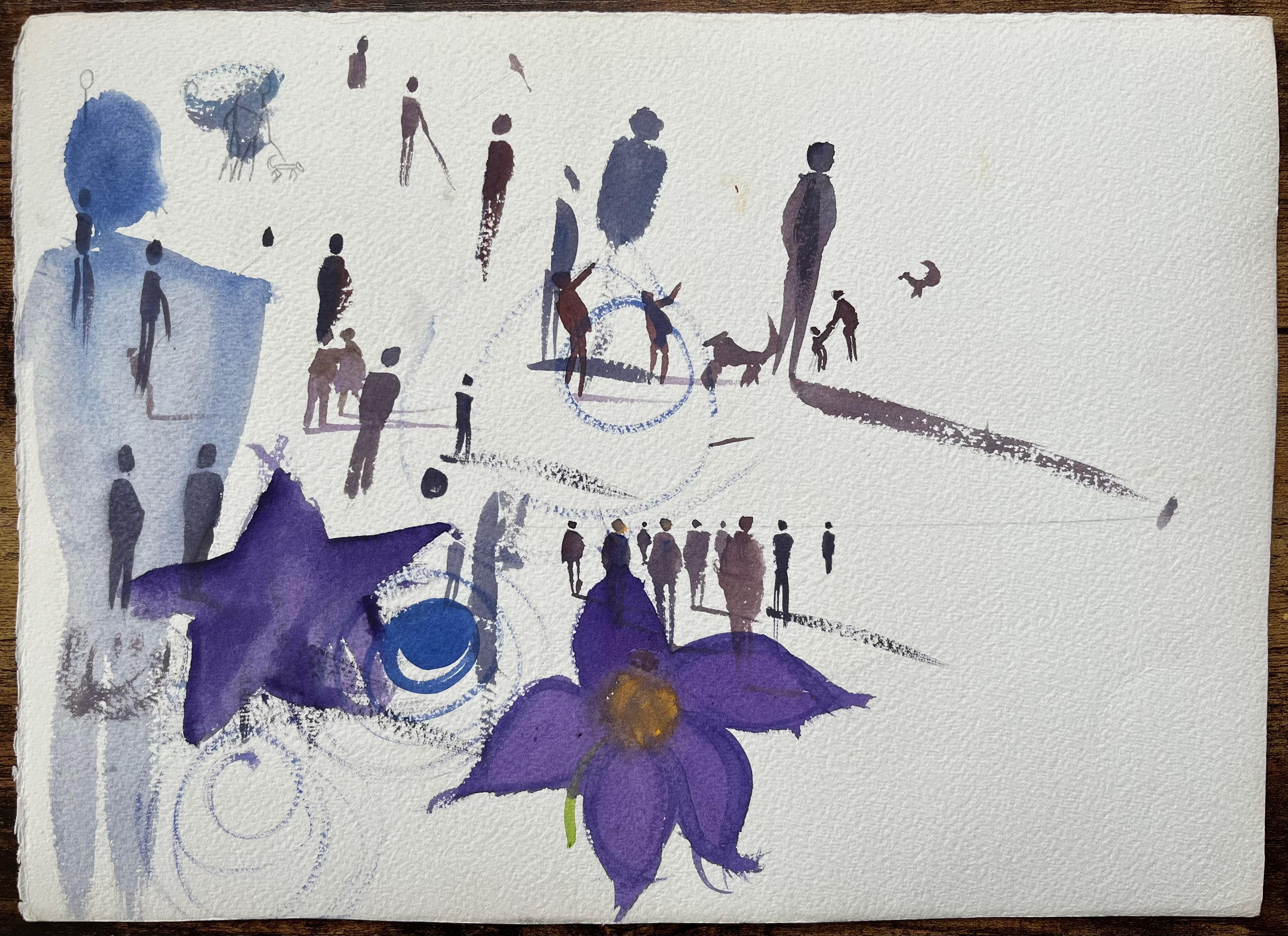Aquarelle impressionniste britannique d'un  Scène de village rural avec chaumière en vente 2