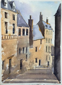 Aquarelle impressionniste britannique d'une scène de rue avec des personnages en France