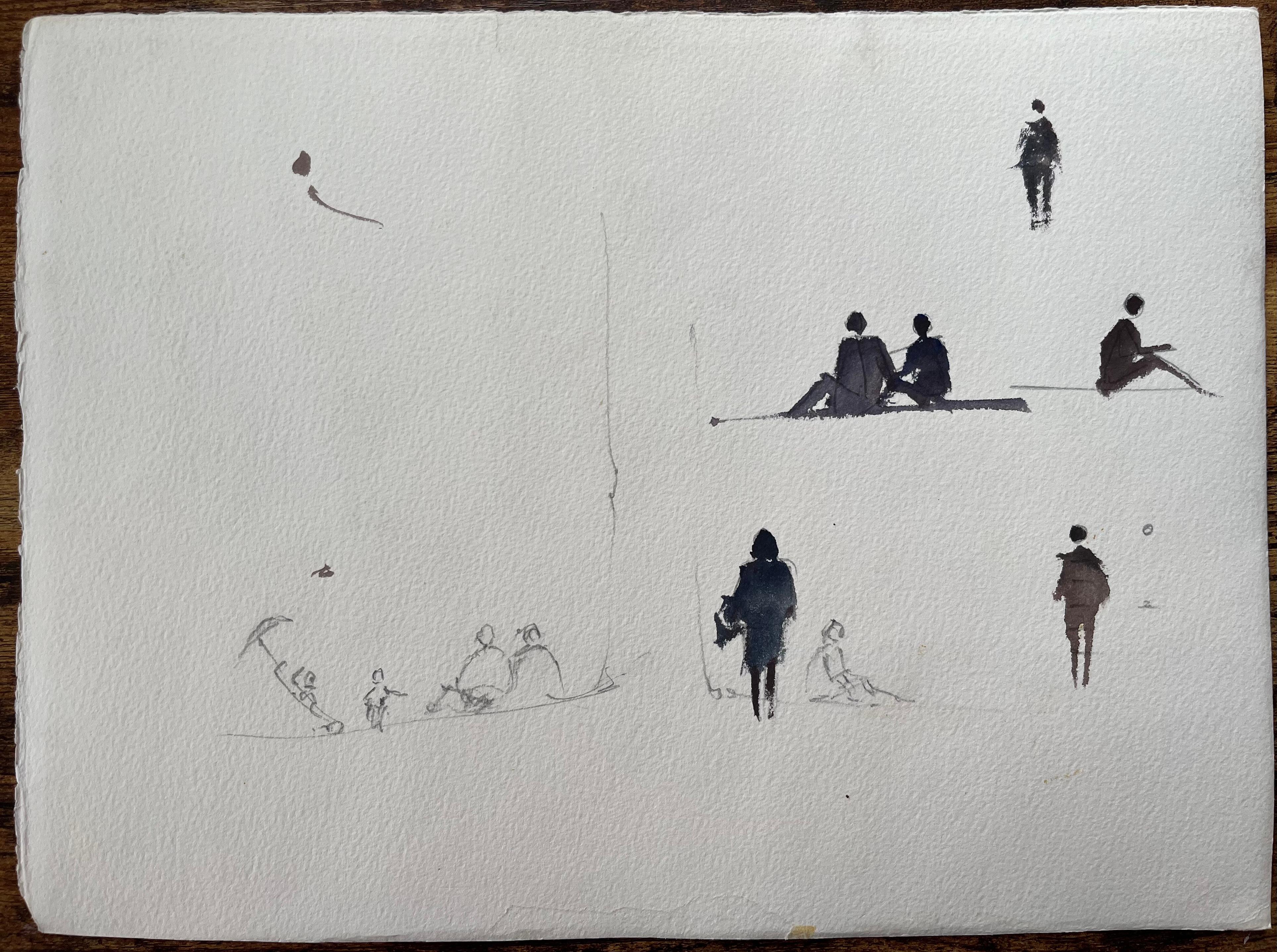 Aquarelle impressionniste britannique d'un cours de forêt éclairé en vente 1