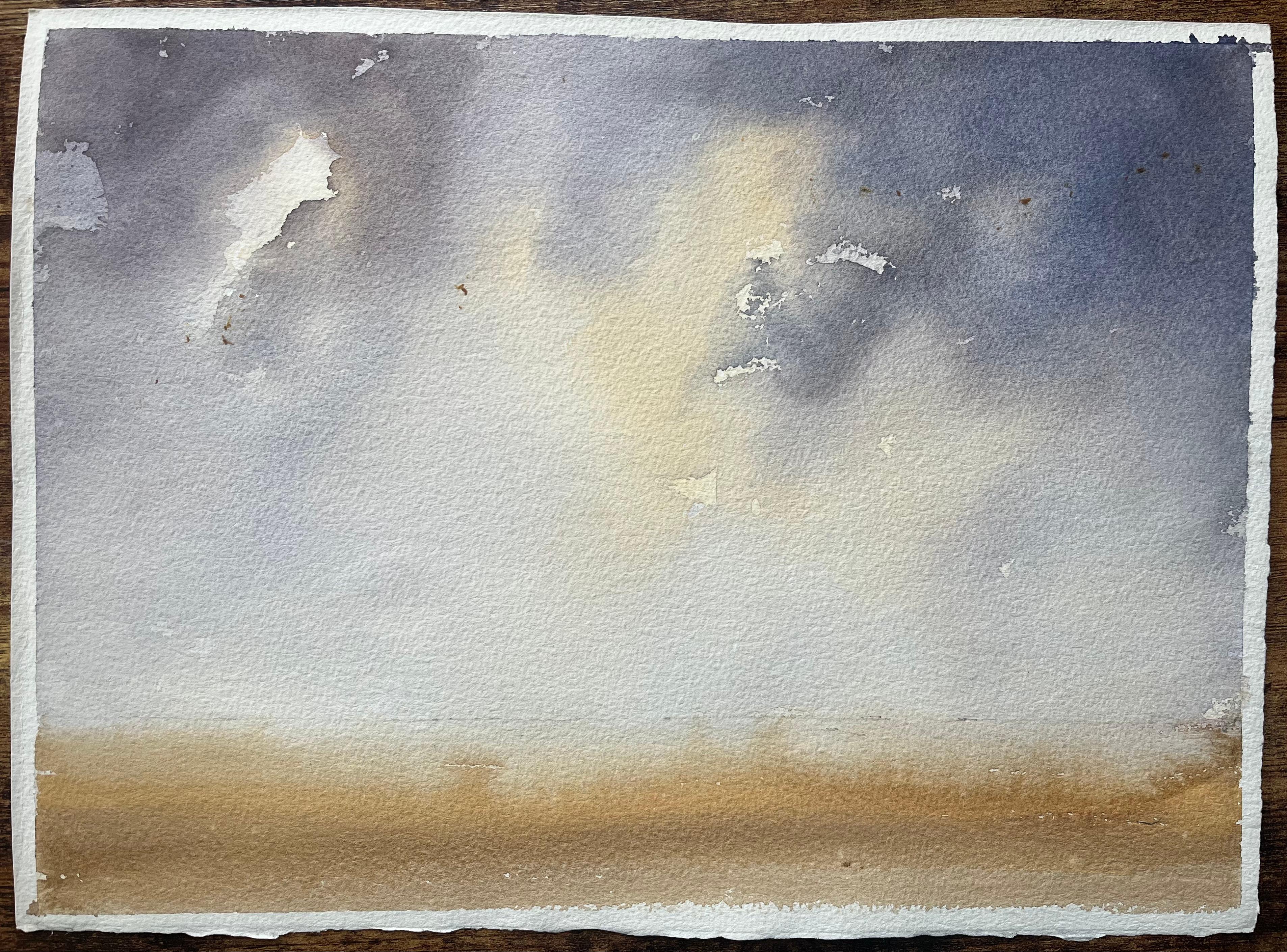 British Impressionist Watercolor of a Sunset over Open Fields For Sale 3