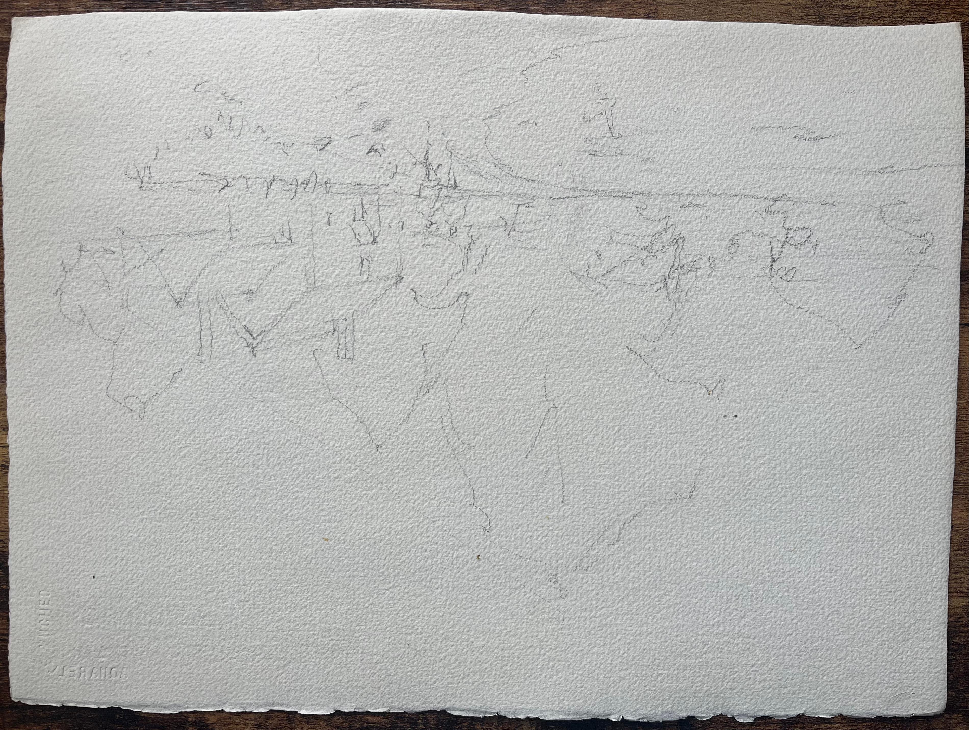 Aquarelle impressionniste britannique d'un reflet de coucher de soleil sur une rivière calme en vente 2