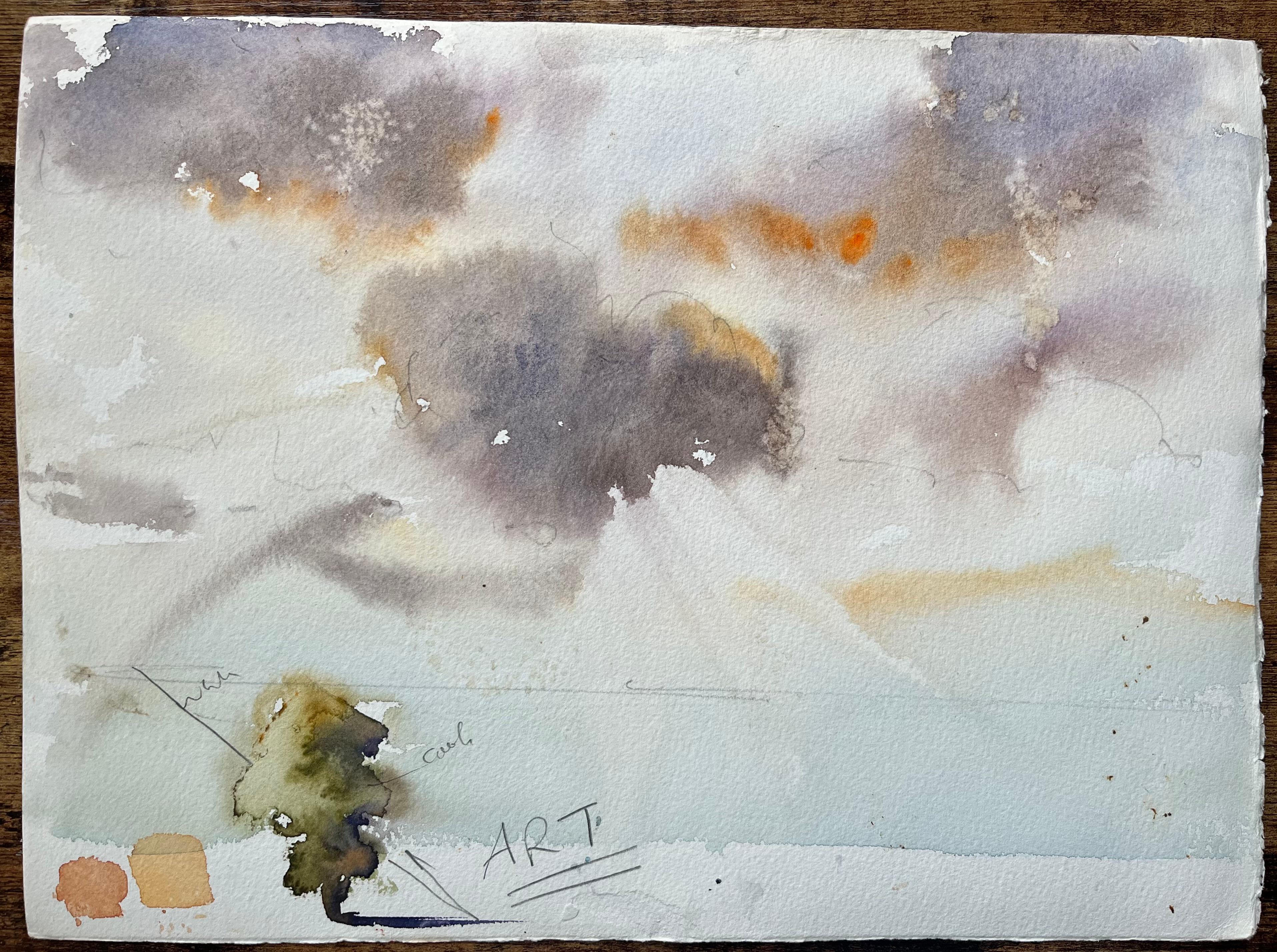 Britischer Impressionist Aquarell eines Sonnenuntergangs Reflexionen auf einem ruhigen Fluss im Angebot 2