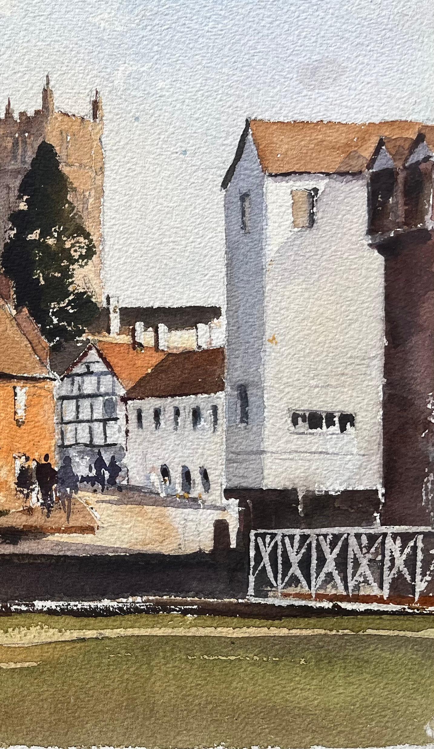 Britisches impressionistisches Aquarell einer traditionellen englischen Dorfszene (Impressionismus), Painting, von Anthony Avery