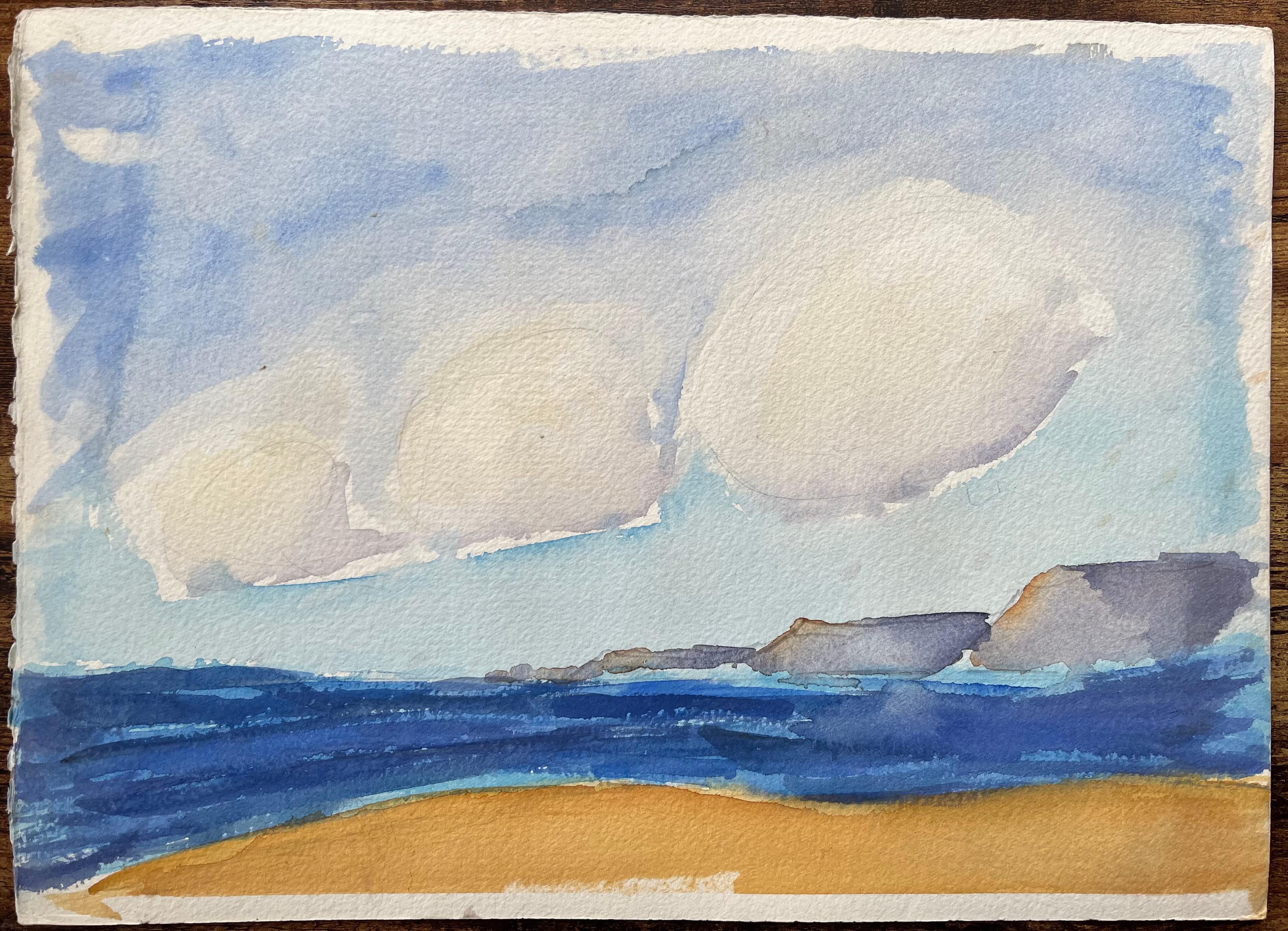 Britisches impressionistisches Aquarell einer traditionellen englischen Dorfszene im Angebot 1
