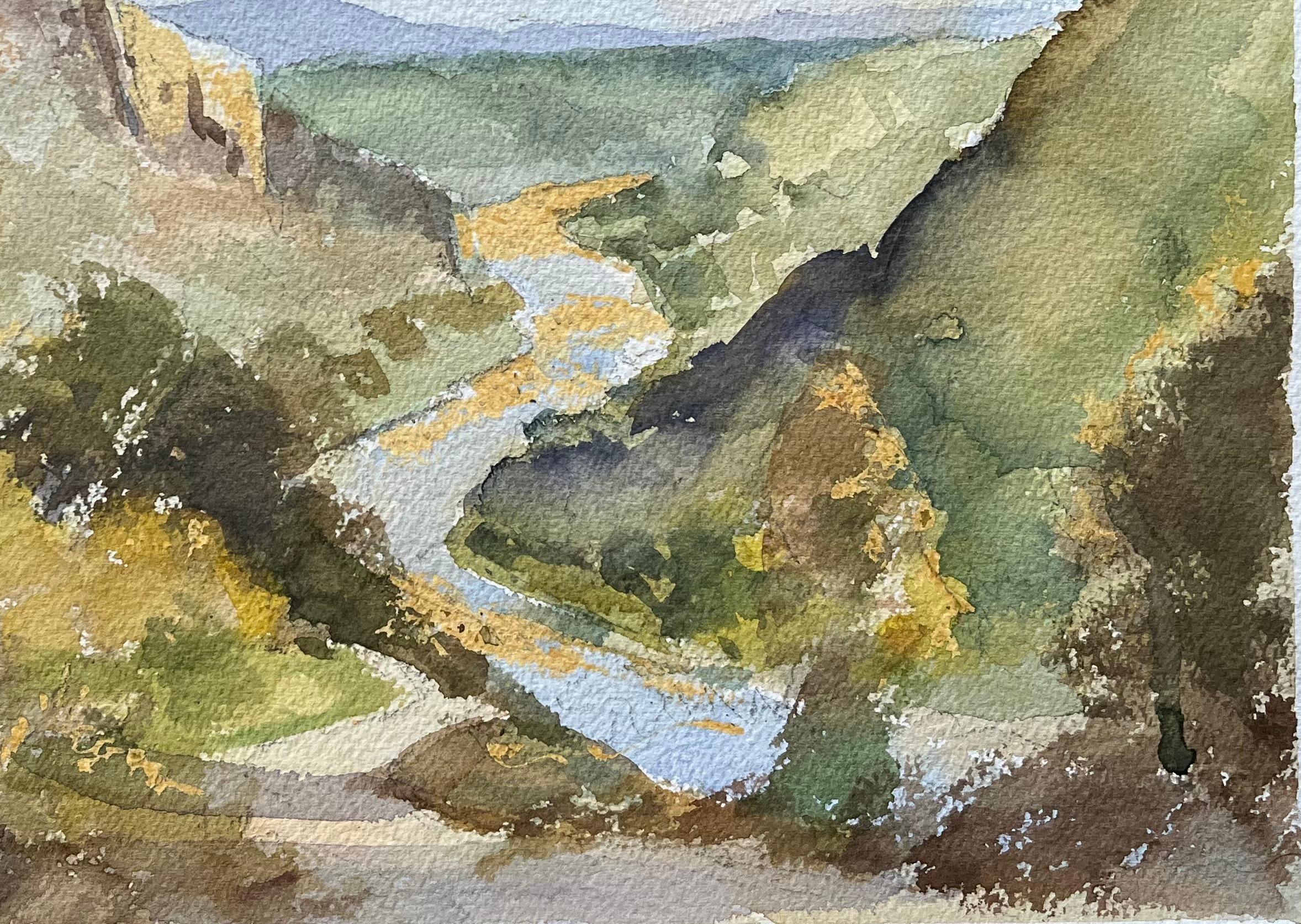 Título: Acuarela impresionista británica de un paisaje tranquilo en el valle de un río
Por Anthony Avery (británico 1946-2023)
Acuarela original sobre papel de artista, sin enmarcar
Dimensiones: 11,25 x 15 pulgadas (Alto x Ancho)
Estado: Bueno, con