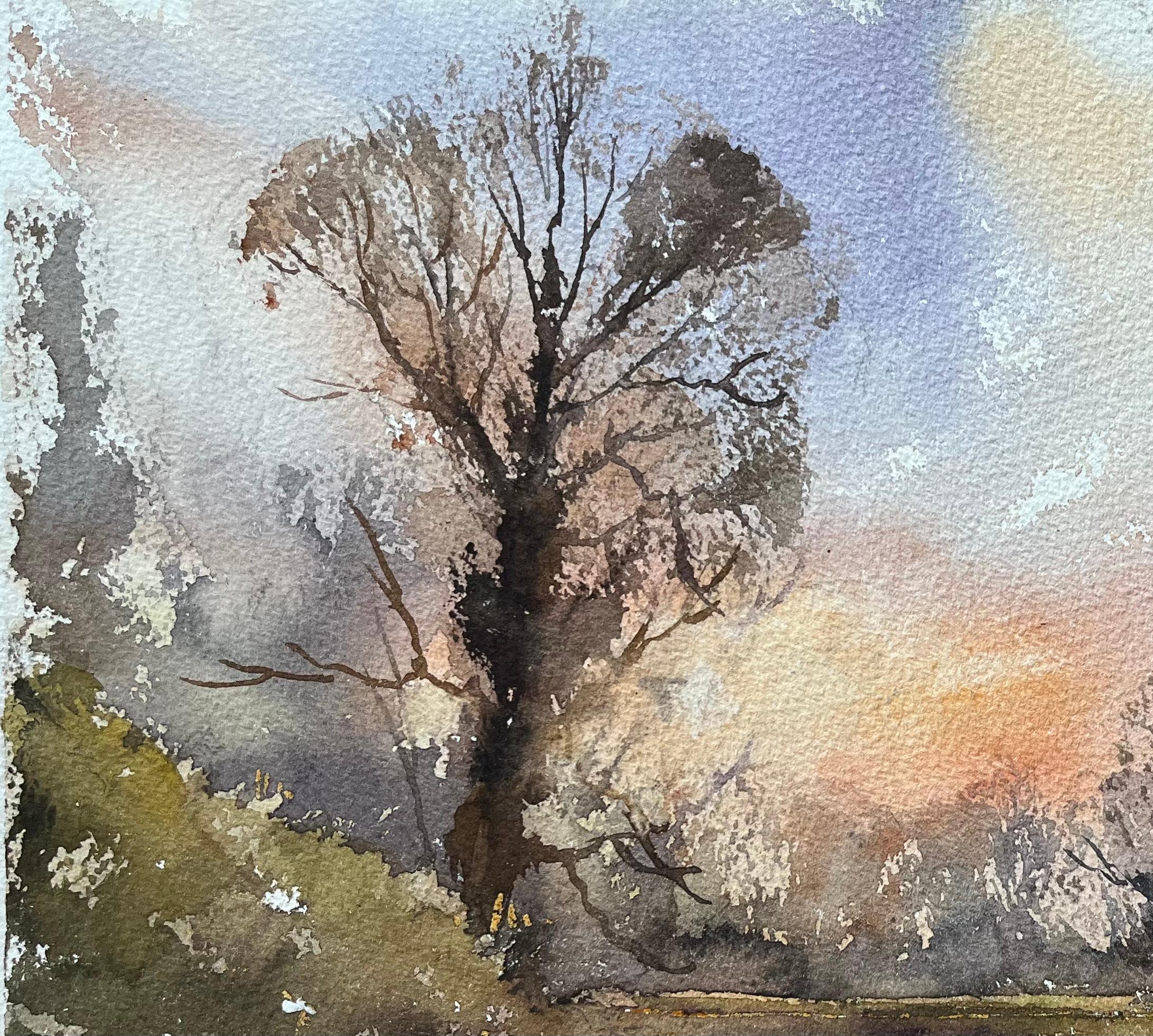 Britischer Impressionist Aquarell eines ruhigen Sonnenuntergangs über ruhigen Gewässern im Angebot 1