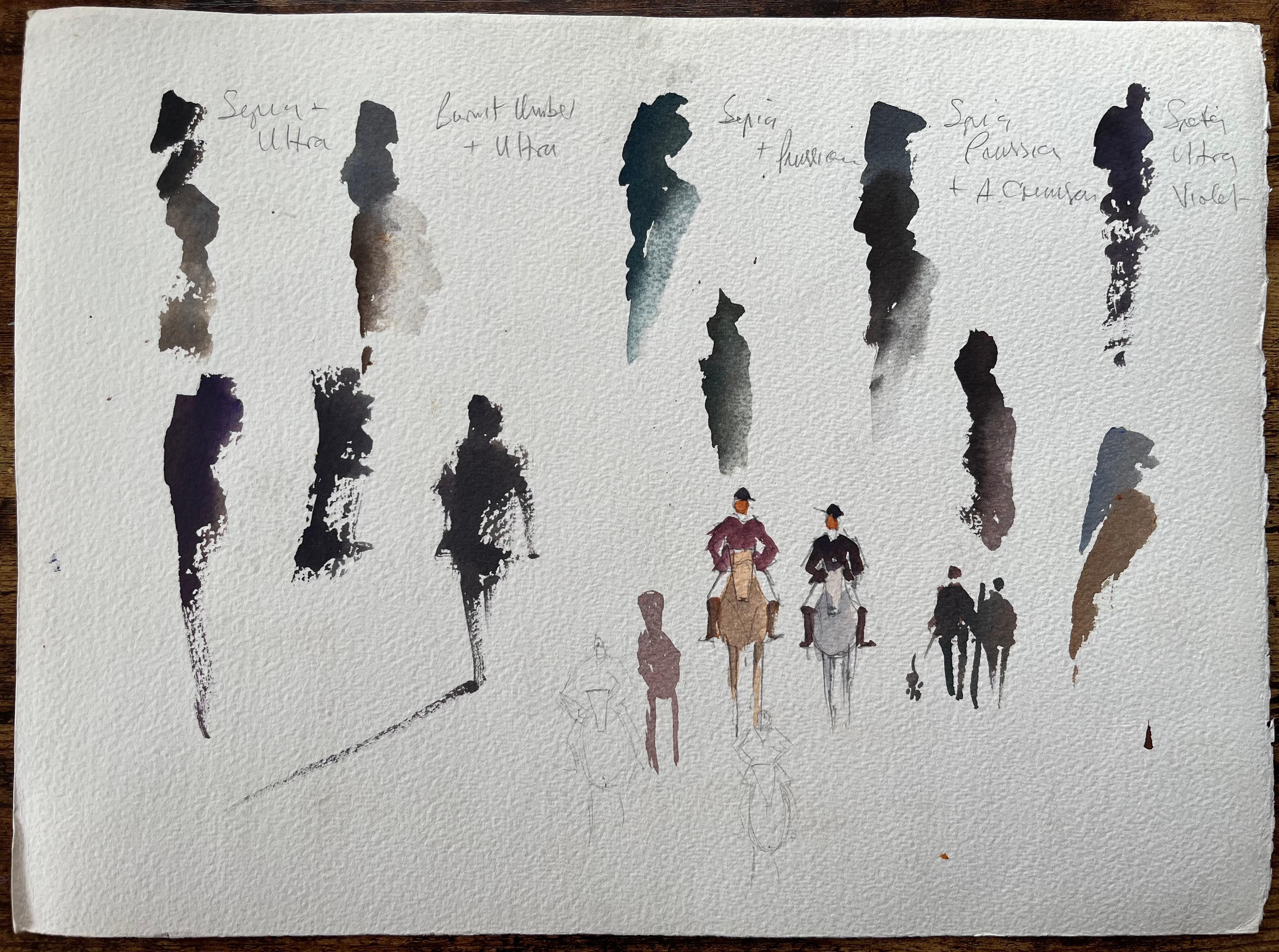 Aquarelle impressionniste britannique représentant un vase, Rolling Hills et une ferme en vente 1