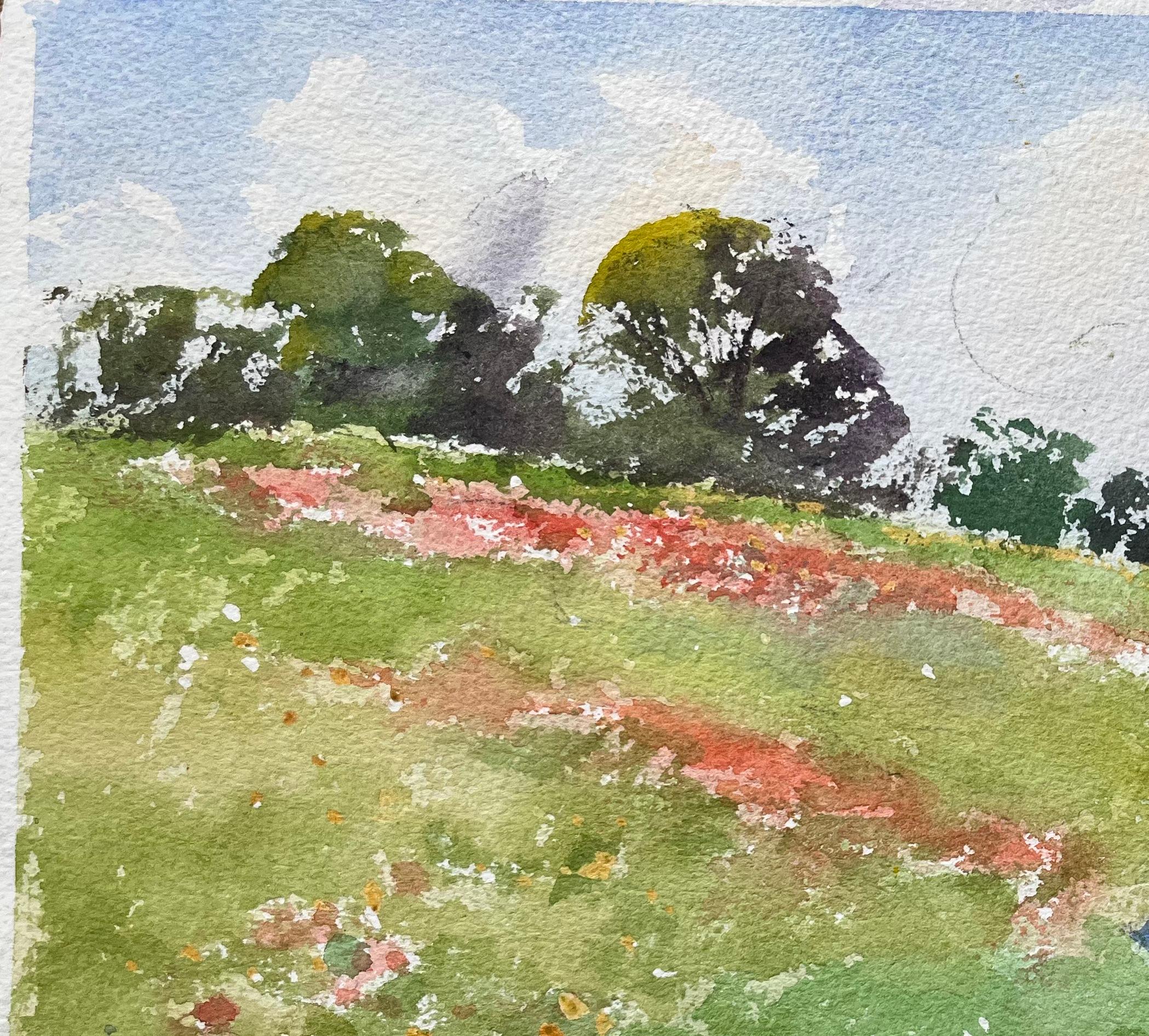 Titel: Britischer Impressionist Aquarell einer Frau und eines Kindes in einer Blumenwiese
Von Anthony Avery (Brite 1946-2023)
Original-Aquarell auf Künstlerpapier, ungerahmt
Unterschrieben: Ja
Abmessungen: 11,25 x 15 Zoll (Höhe x Breite)
Zustand: