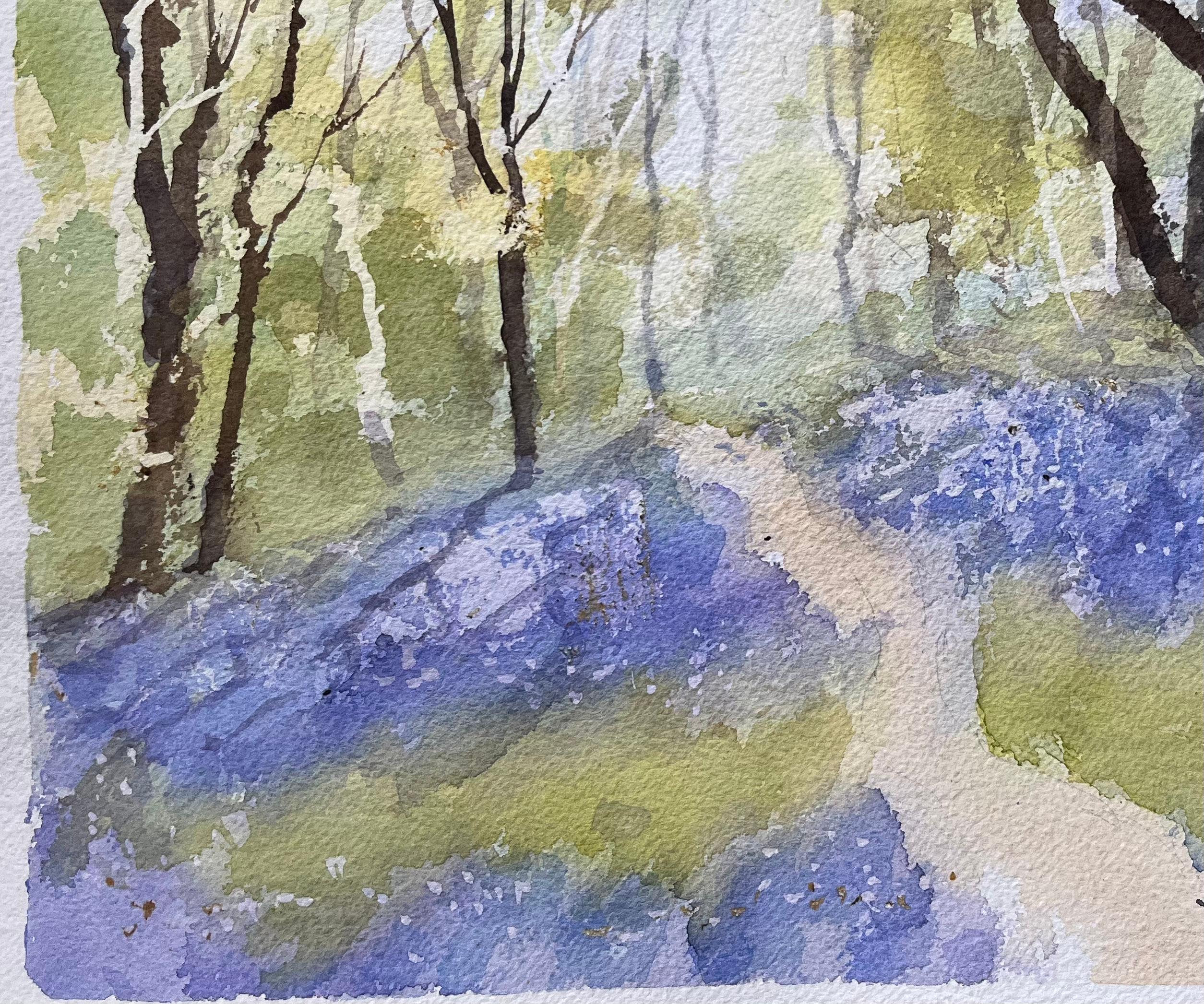 Título: Acuarela impresionista británica de un sendero boscoso con campanillas de primavera
Por Anthony Avery (británico 1946-2023)
Acuarela original sobre papel de artista, sin enmarcar
Firmado: Sí
Dimensiones: 11,25 x 15,25 pulgadas (Alto x