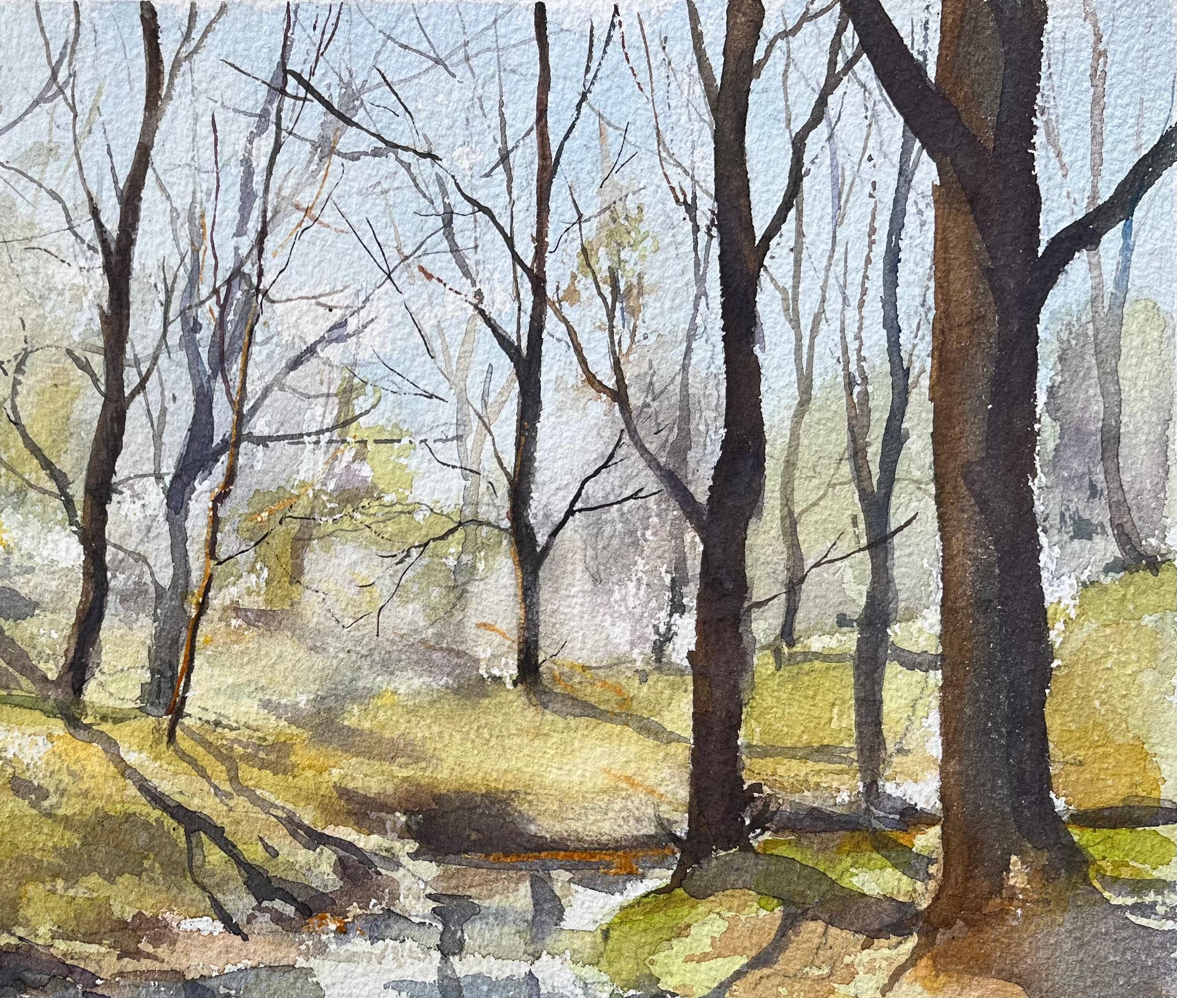 Britisches impressionistisches Aquarell eines Waldsteinen im frühen Frühjahr (Impressionismus), Painting, von Anthony Avery