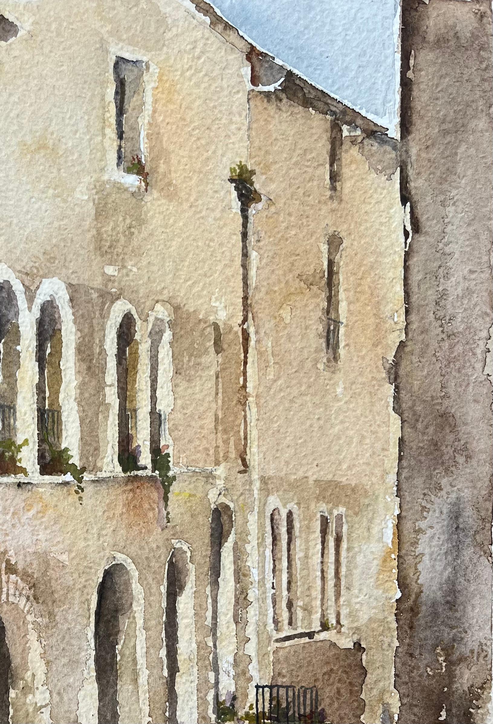 Britisches impressionistisches Aquarell einer Alleyway mit einer Frau intemplation, British Impressionismus im Angebot 1