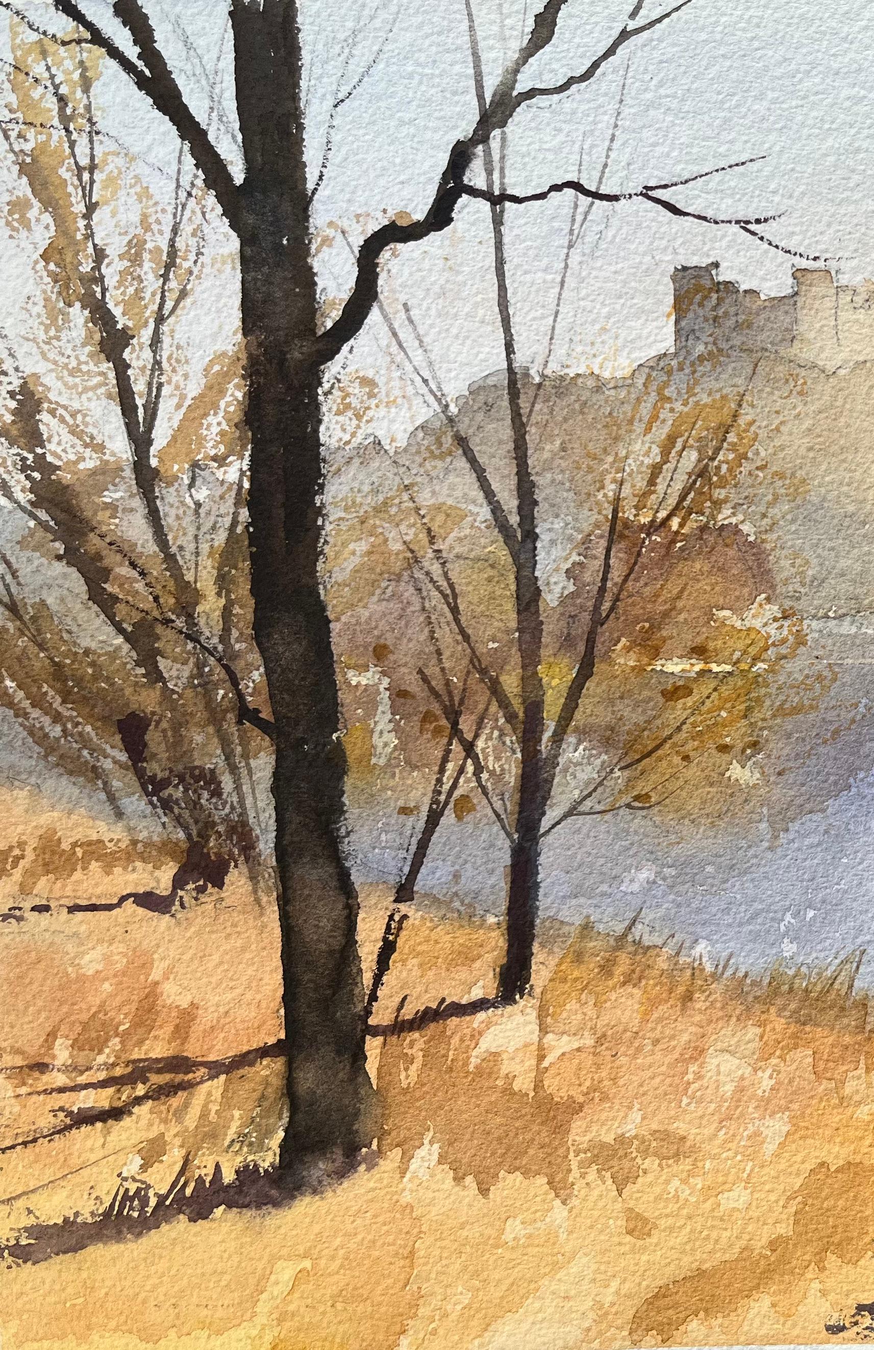 Titolo: Acquerello impressionista britannico di un paesaggio autunnale con silhouette di un castello
di Anthony Avery (Regno Unito 1946-2023)
Acquerello originale su carta per artisti, senza cornice
Dimensioni: 11,25 x 15 pollici (altezza x