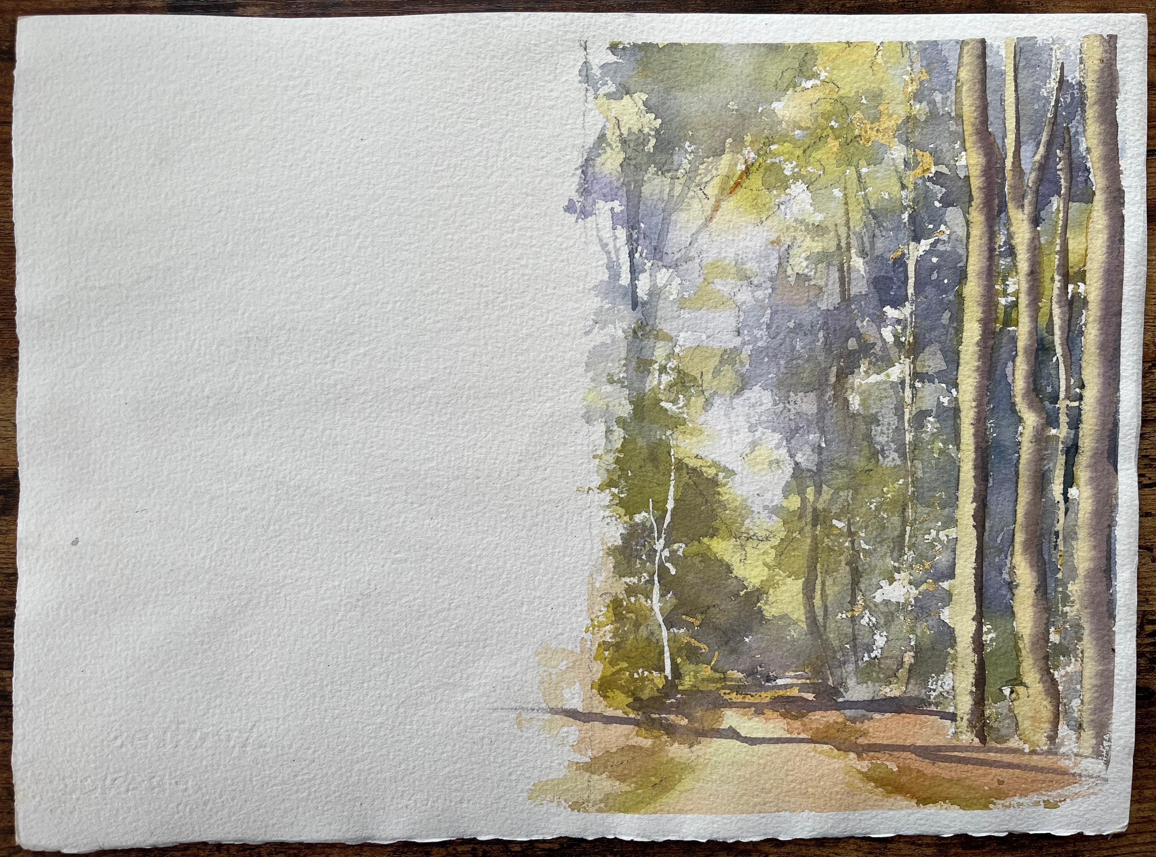 British Impressionist Watercolor of Autumn Trees by a Riverside For Sale 2