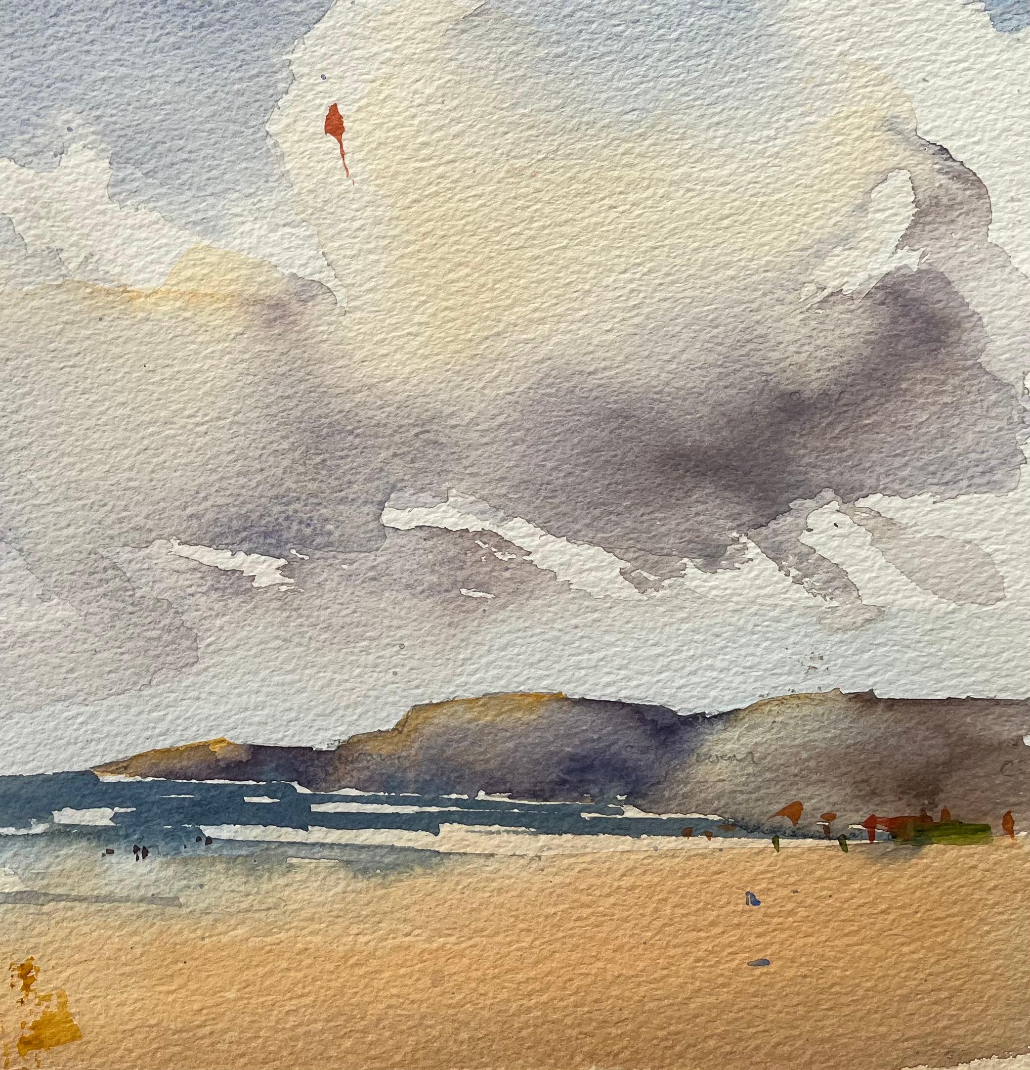 Título: Acuarela impresionista británica de escena de playa con figuras volando cometas
de Anthony Avery (británico 1946-2023)
Acuarela original sobre papel de artista, sin enmarcar
Dimensiones: 12 x 16 pulgadas (Alto x Ancho)
Estado: Bueno, con