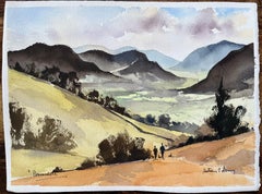 British Impressionist Watercolor of Borrowdale Valley in the Lake District