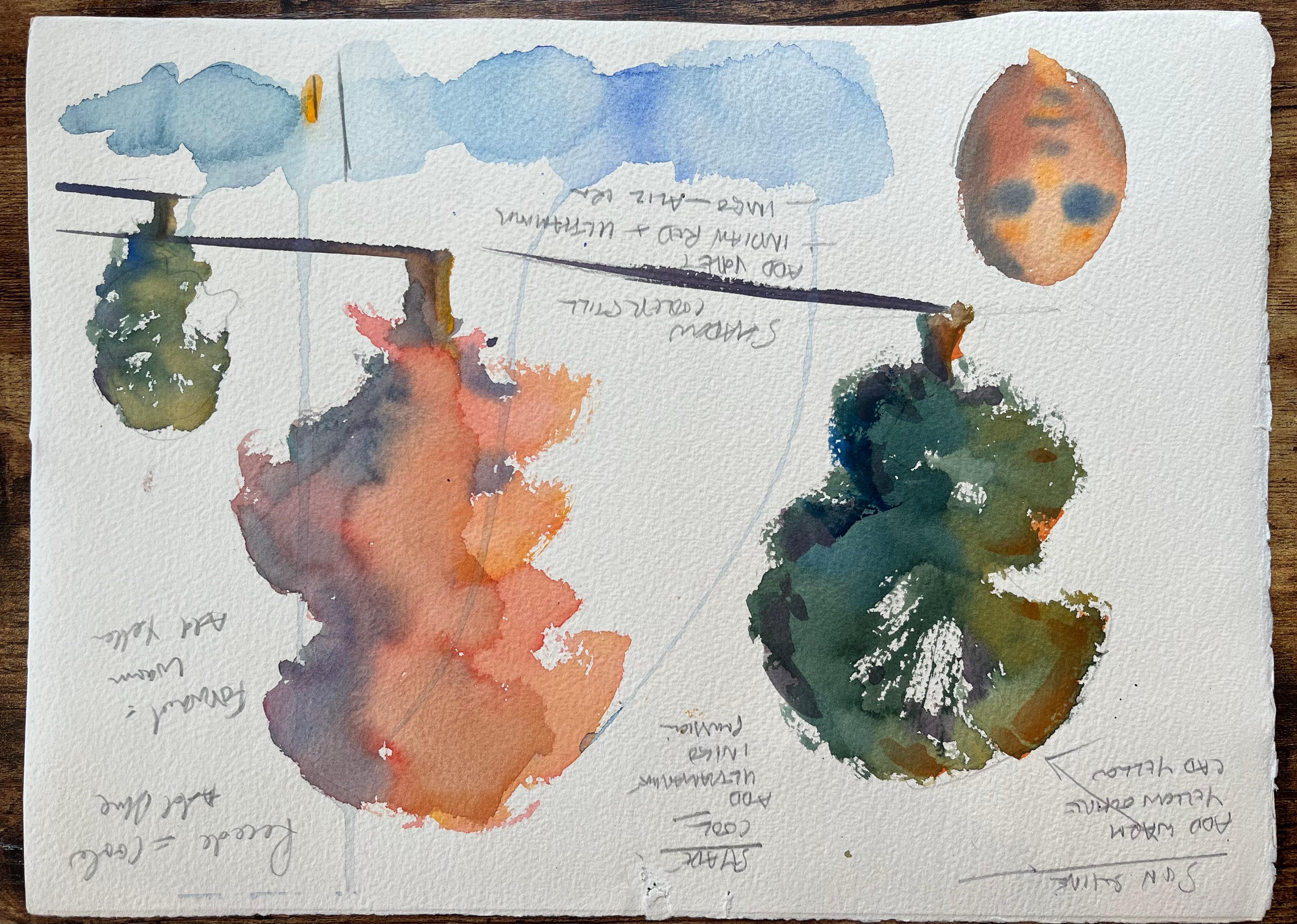 Aquarelle impressionniste britannique d'une vue d'une église et d'un village avec des personnages discutant en vente 2