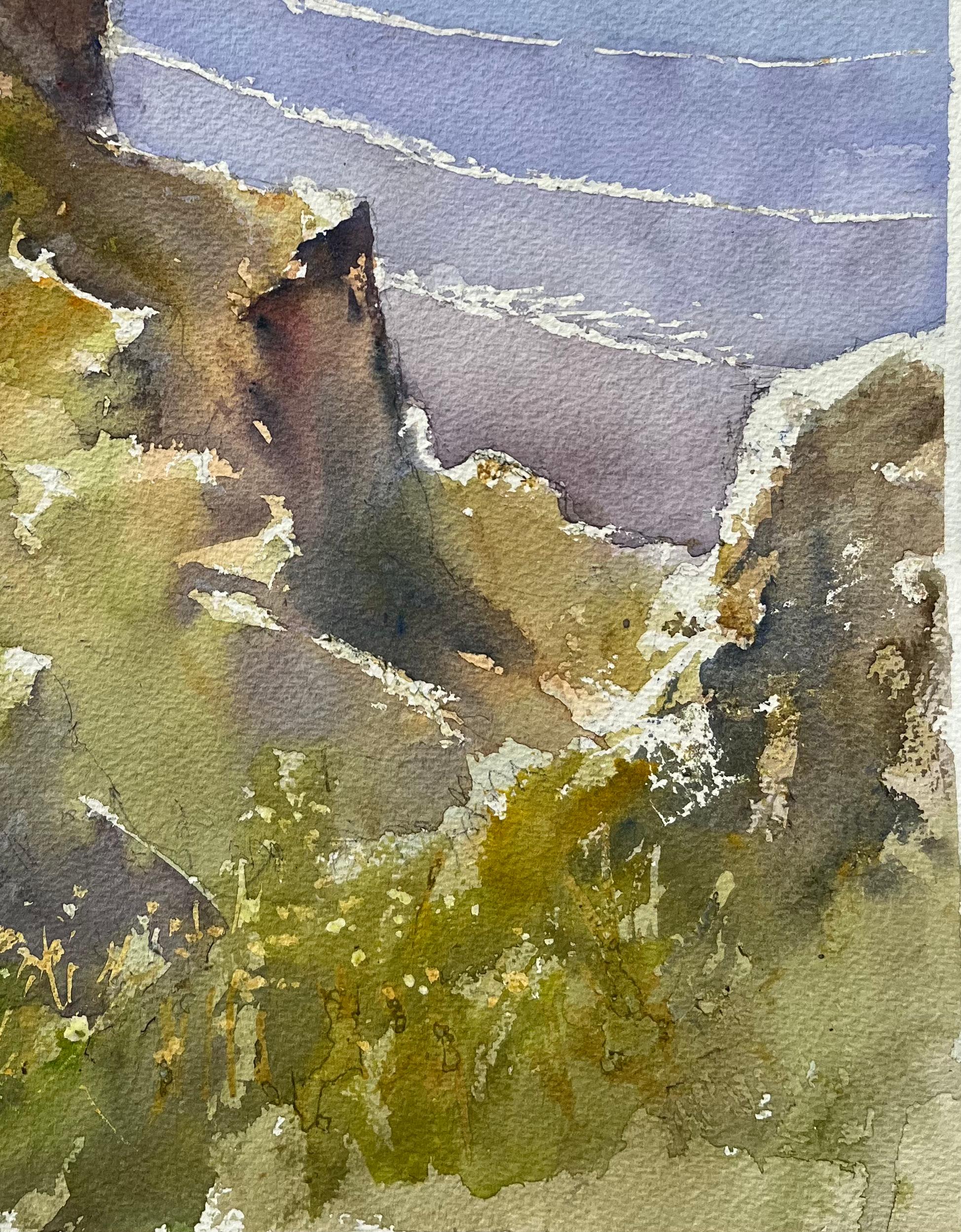Título: Acuarela impresionista británica de acantilados costeros e islotes lejanos
Por Anthony Avery (británico 1946-2023)
Acuarela original sobre papel de artista, sin enmarcar
Dimensiones: 15 x 11,25 pulgadas (Alto x Ancho)
Estado: Bueno, con