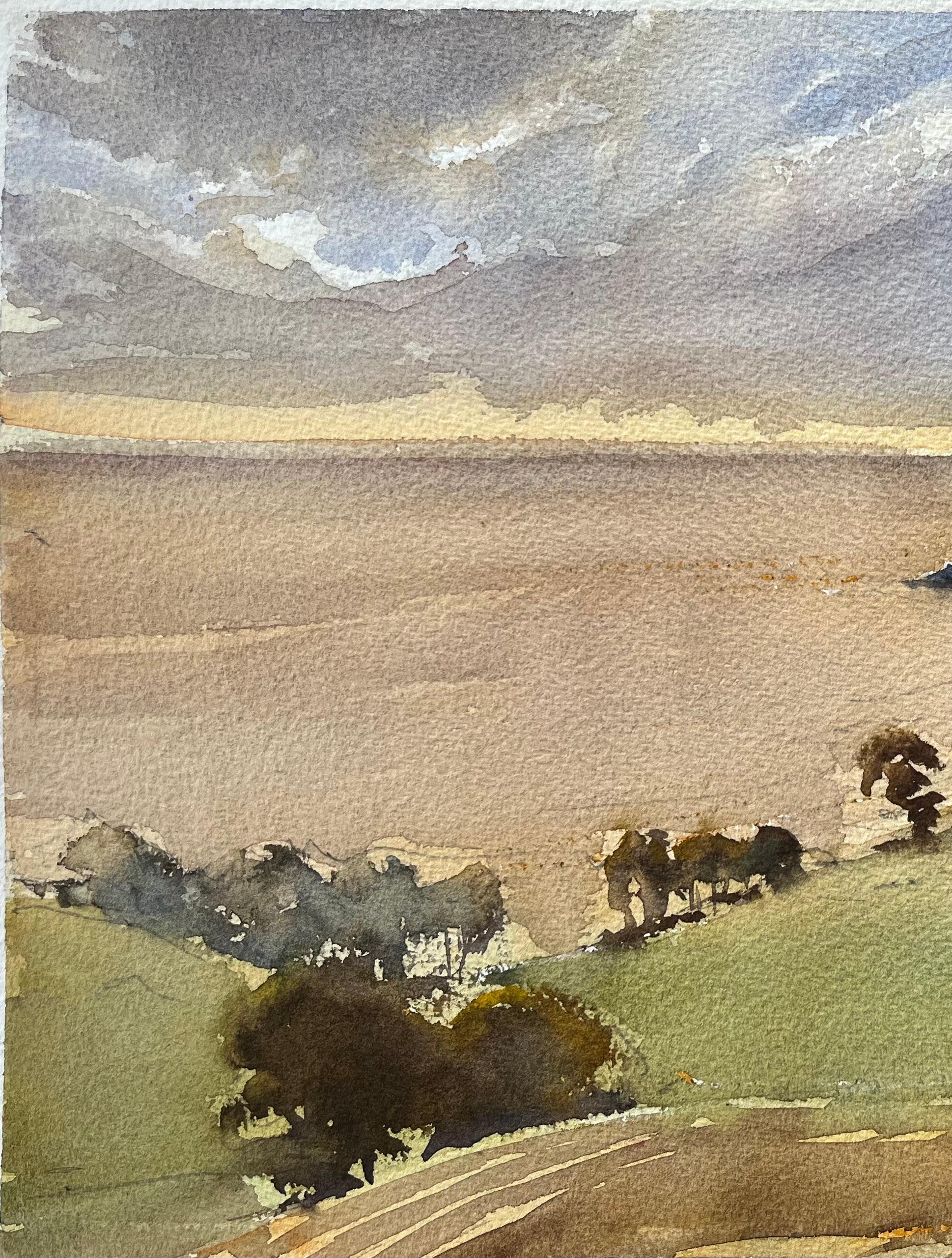 Título: Acuarela impresionista británica de paisaje costero de colinas ondulantes al atardecer
de Anthony Avery (británico 1946-2023)
Acuarela original sobre papel de artista, sin enmarcar
Dimensiones: 11 x 15,25 pulgadas (Alto x Ancho)
Firmado: