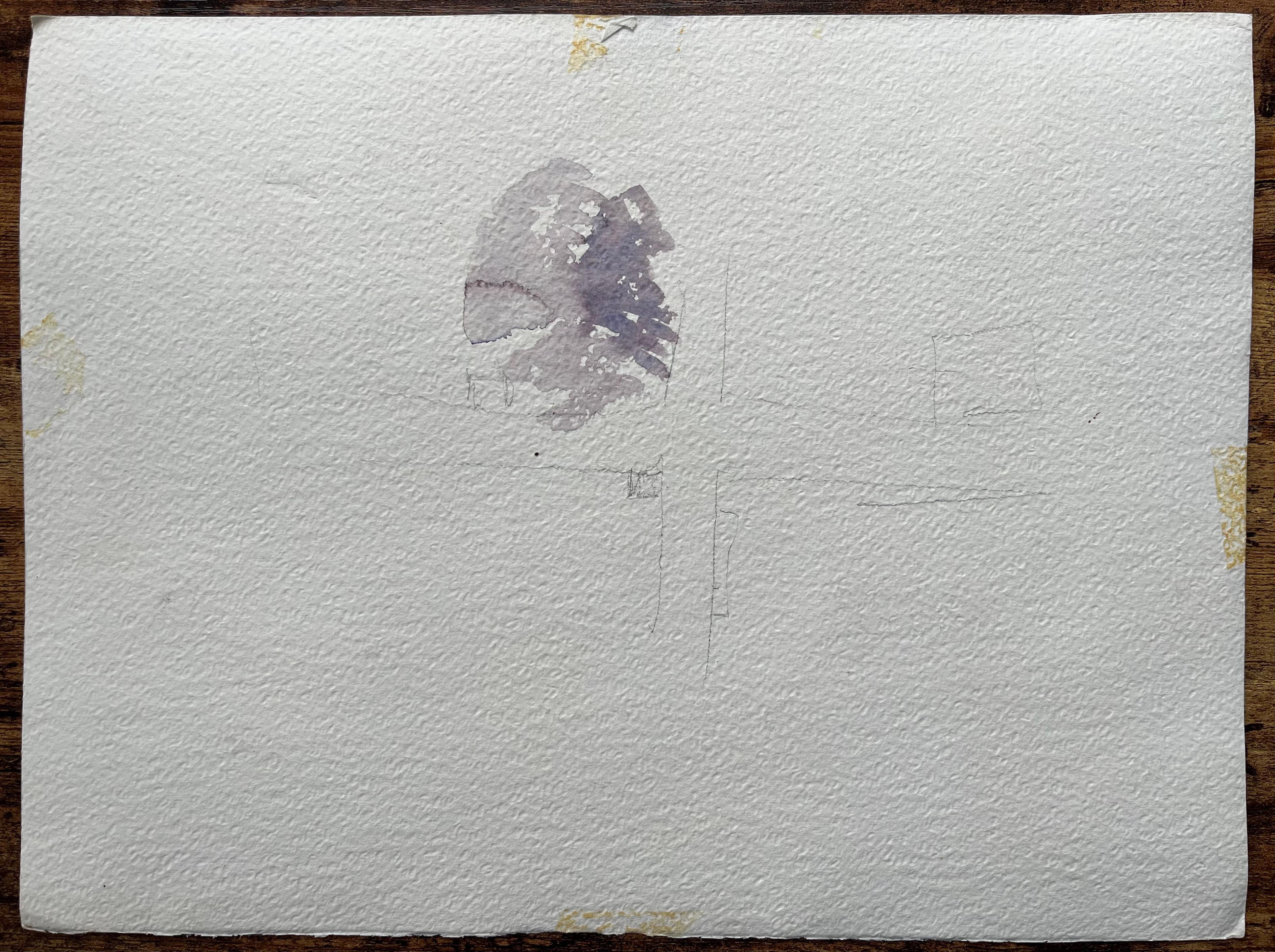 Aquarelle impressionniste britannique d'un chemin de campagne avec une chaumière en vente 1