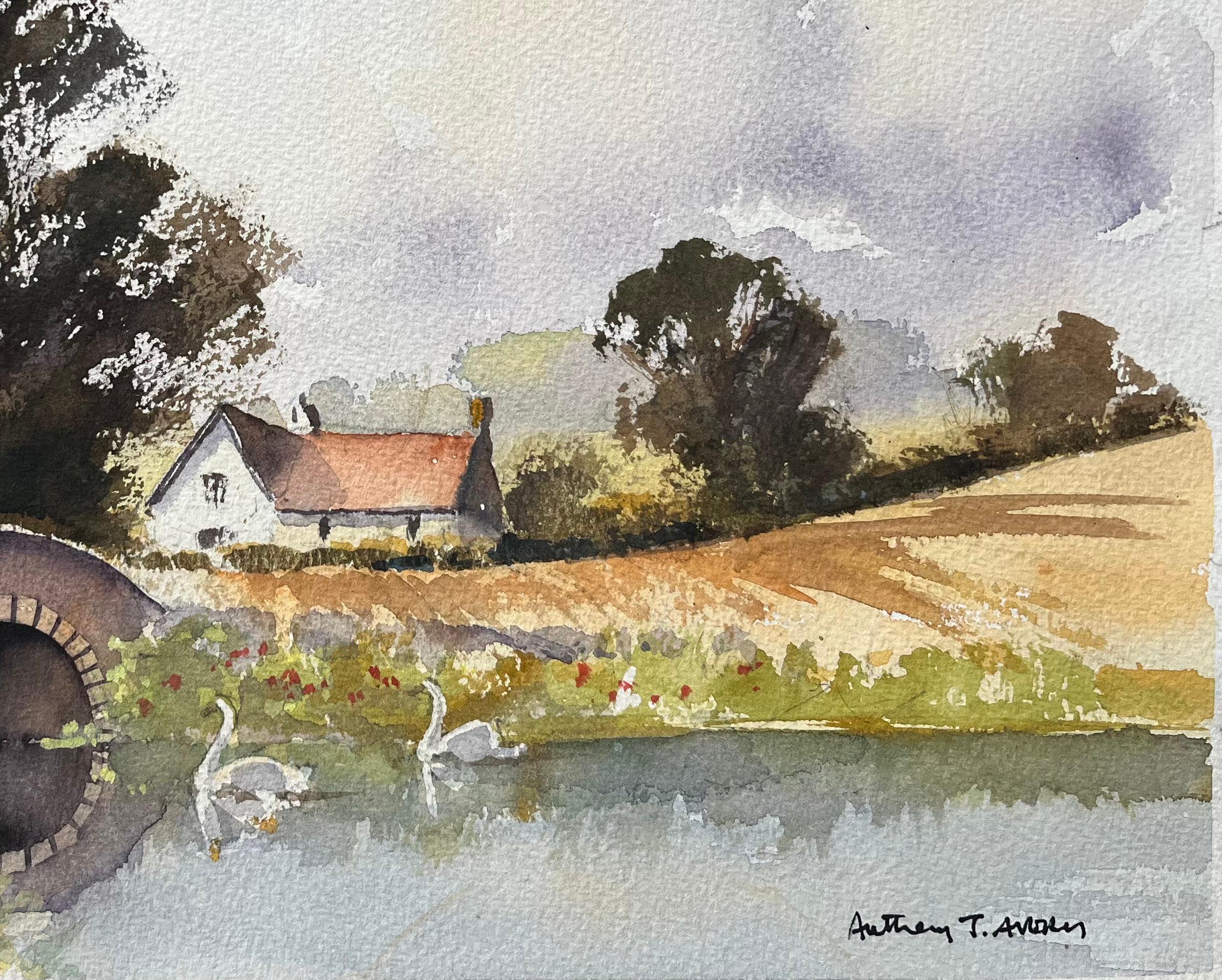 Título: Acuarela impresionista británica de puente campestre, río y escena de casa de campo
Por Anthony Avery (británico 1946-2023)
Acuarela original sobre papel de artista, sin enmarcar
Firmado: Sí
Dimensiones: 11 x 15,25 pulgadas (Alto x
