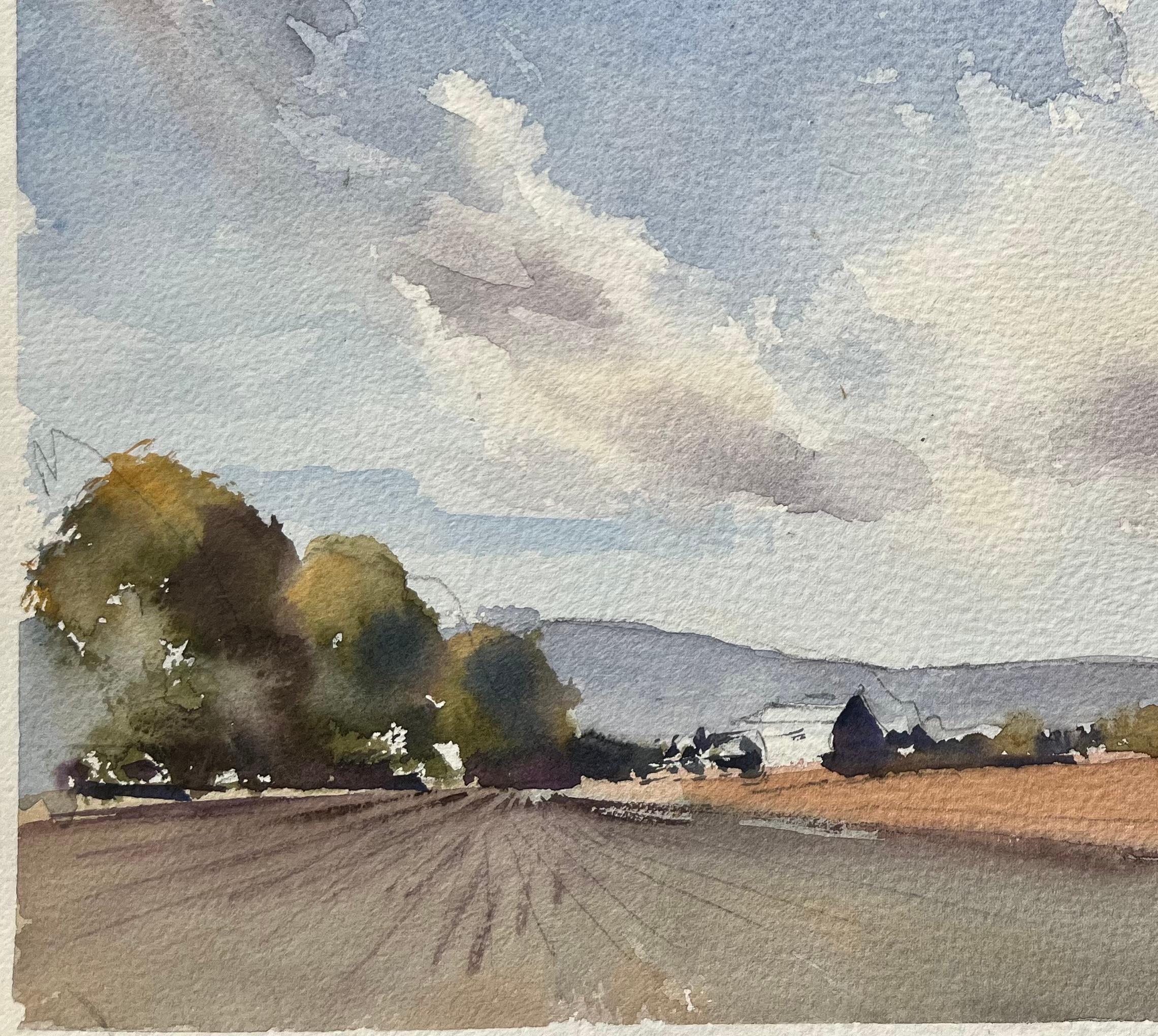 Título: Acuarela impresionista británica de paisaje campestre con cielo dramático
Por Anthony Avery (británico 1946-2023)
Acuarela original sobre papel de artista, sin enmarcar
Dimensiones: 11 x 15,25 pulgadas (Alto x Ancho)
Estado: Bueno, con
